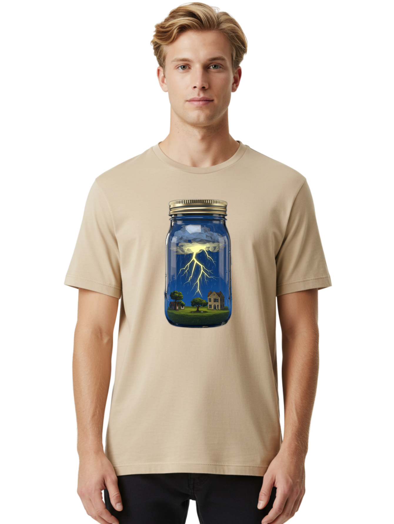 Lightning-In-A-Jar-8 Men'S Graphic Tee, 100% Cotton, Comfortable Casual Summer Wear, Machine Washable, Vintage Camera, Old Camera, Antique Camera, Black Camera, Classic Photography, Photography Equipment, Nostalgic Device, Film Camera, Bam780