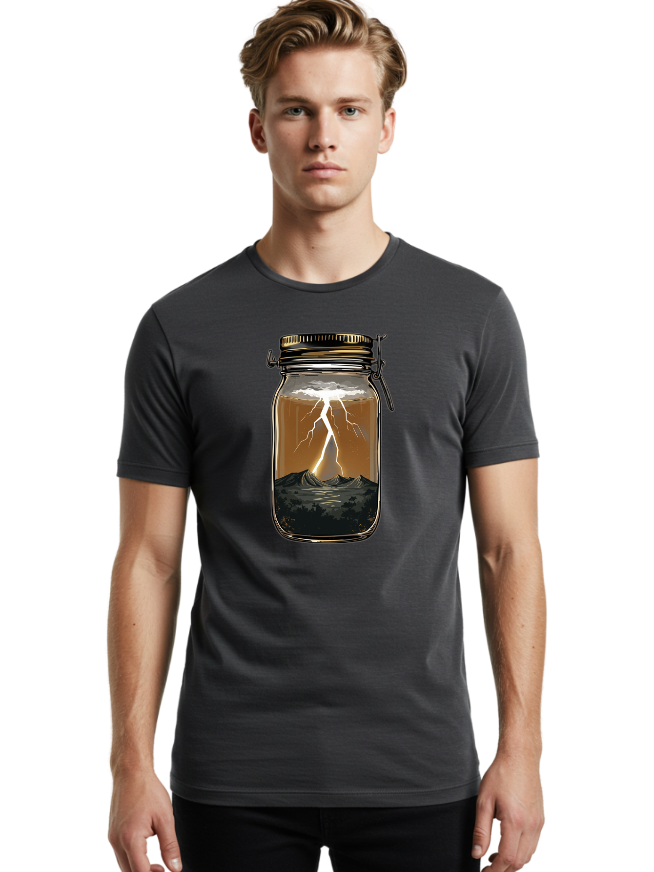 Lightning-In-Jar Men'S Graphic Tee, 100% Cotton, Comfortable Casual Summer Wear, Machine Washable, Vintage Camera, Old Camera, Antique Camera, Black Camera, Classic Photography, Photography Equipment, Nostalgic Device, Film Camera, Camera Art Bam782
