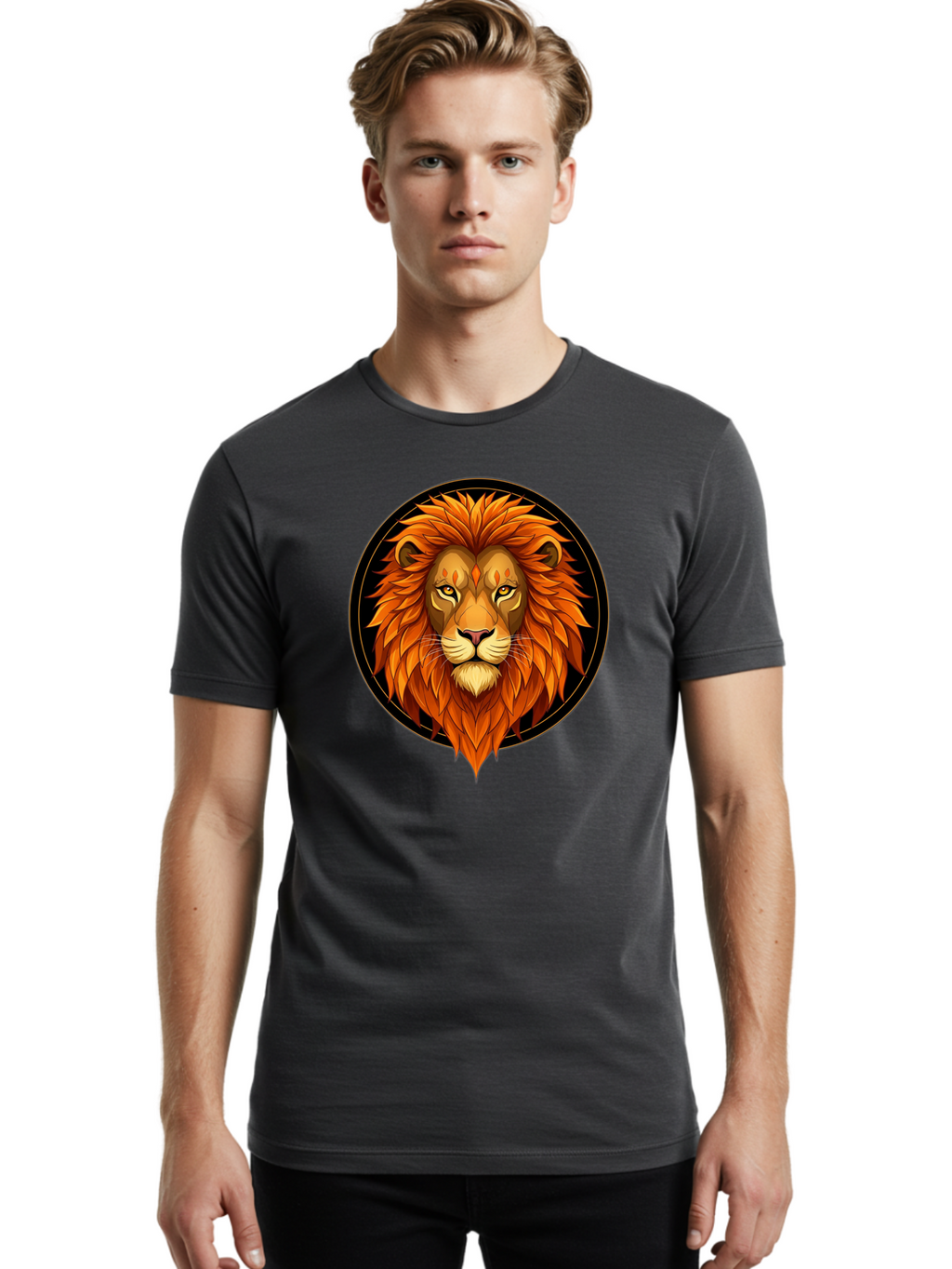 Lion-Head-Logo Men'S Graphic Tee, 100% Cotton, Comfortable Casual Summer Wear, Machine Washable, Vintage Camera, Old Camera, Antique Camera, Black Camera, Classic Photography, Photography Equipment, Nostalgic Device, Film Camera, Camera Art Bam786
