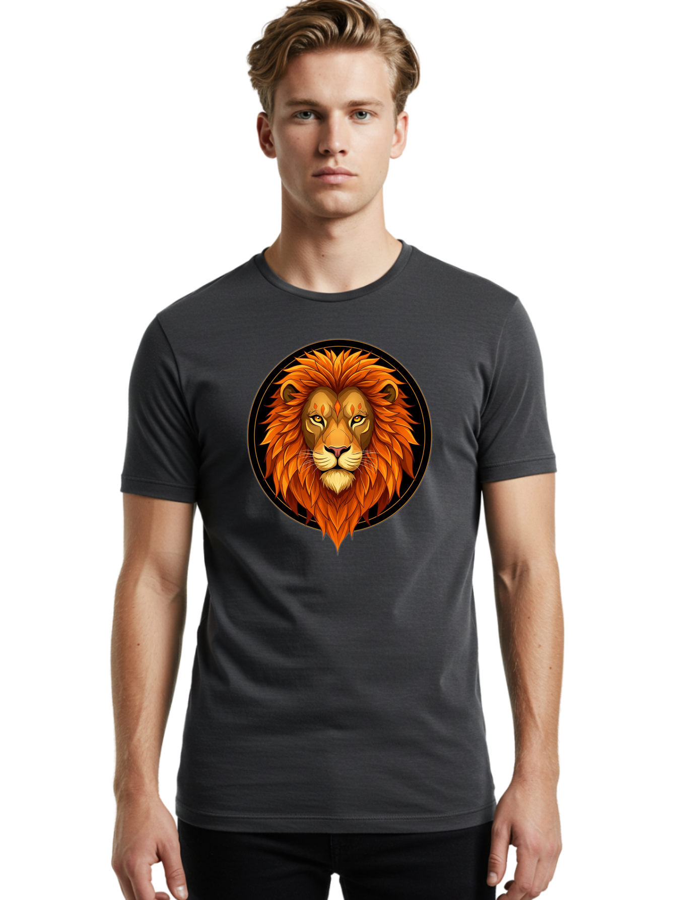 Lion-Head-Logo Men'S Graphic Tee, 100% Cotton, Comfortable Casual Summer Wear, Machine Washable, Vintage Camera, Old Camera, Antique Camera, Black Camera, Classic Photography, Photography Equipment, Nostalgic Device, Film Camera, Camera Art Bam786