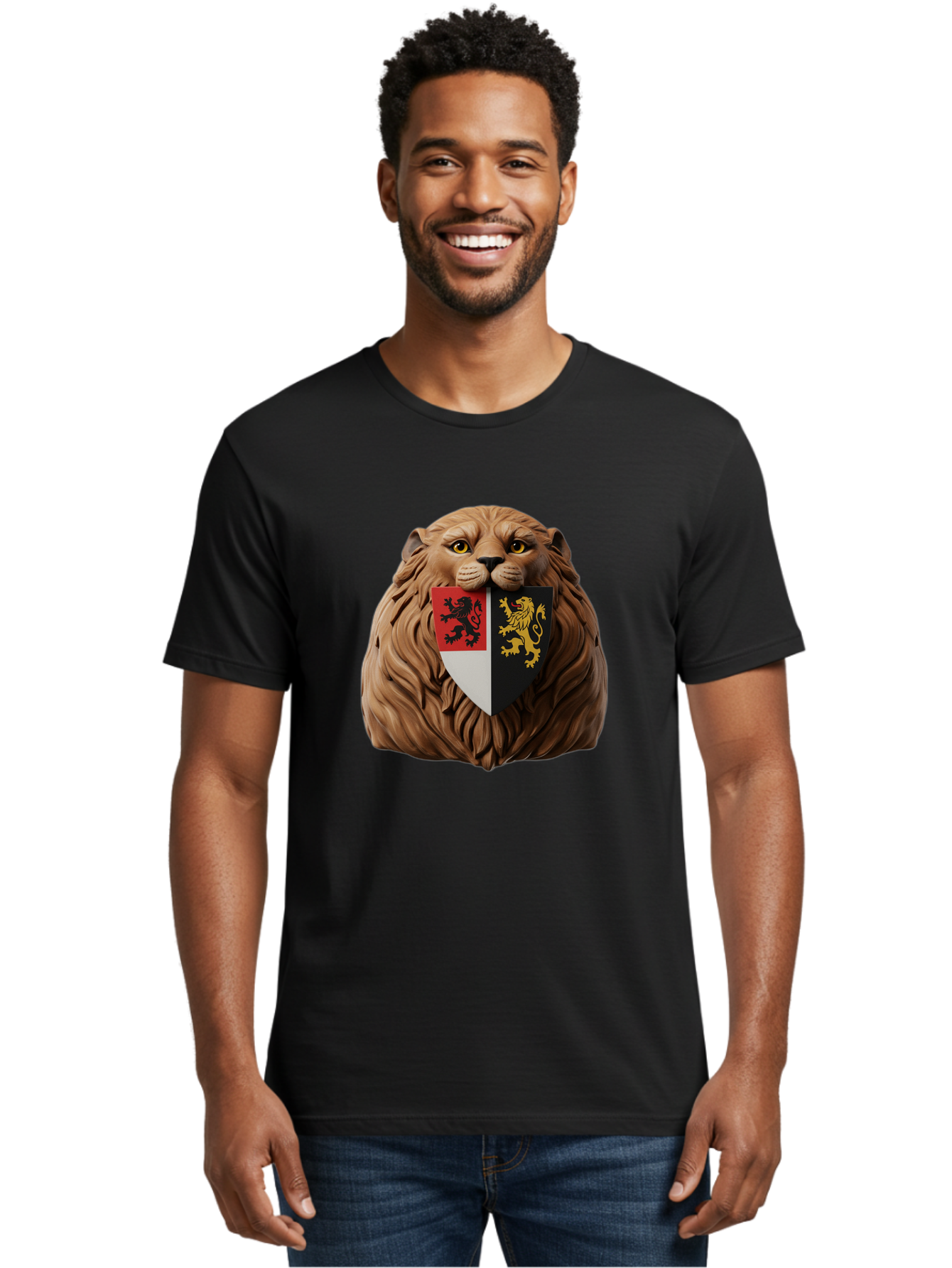 Lion-Shield-Crest Men'S Graphic Tee, 100% Cotton, Comfortable Casual Summer Wear, Machine Washable, Vintage Camera, Old Camera, Antique Camera, Black Camera, Classic Photography, Photography Equipment, Nostalgic Device, Film Camera, Camera Art Bam787