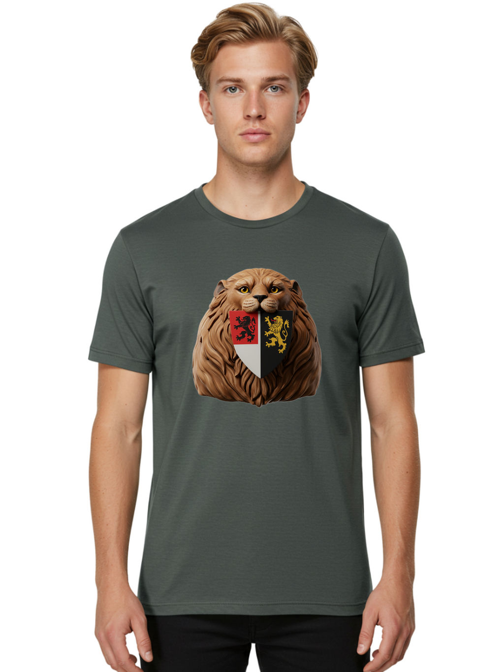 Lion-Shield-Crest Men'S Graphic Tee, 100% Cotton, Comfortable Casual Summer Wear, Machine Washable, Vintage Camera, Old Camera, Antique Camera, Black Camera, Classic Photography, Photography Equipment, Nostalgic Device, Film Camera, Camera Art Bam787