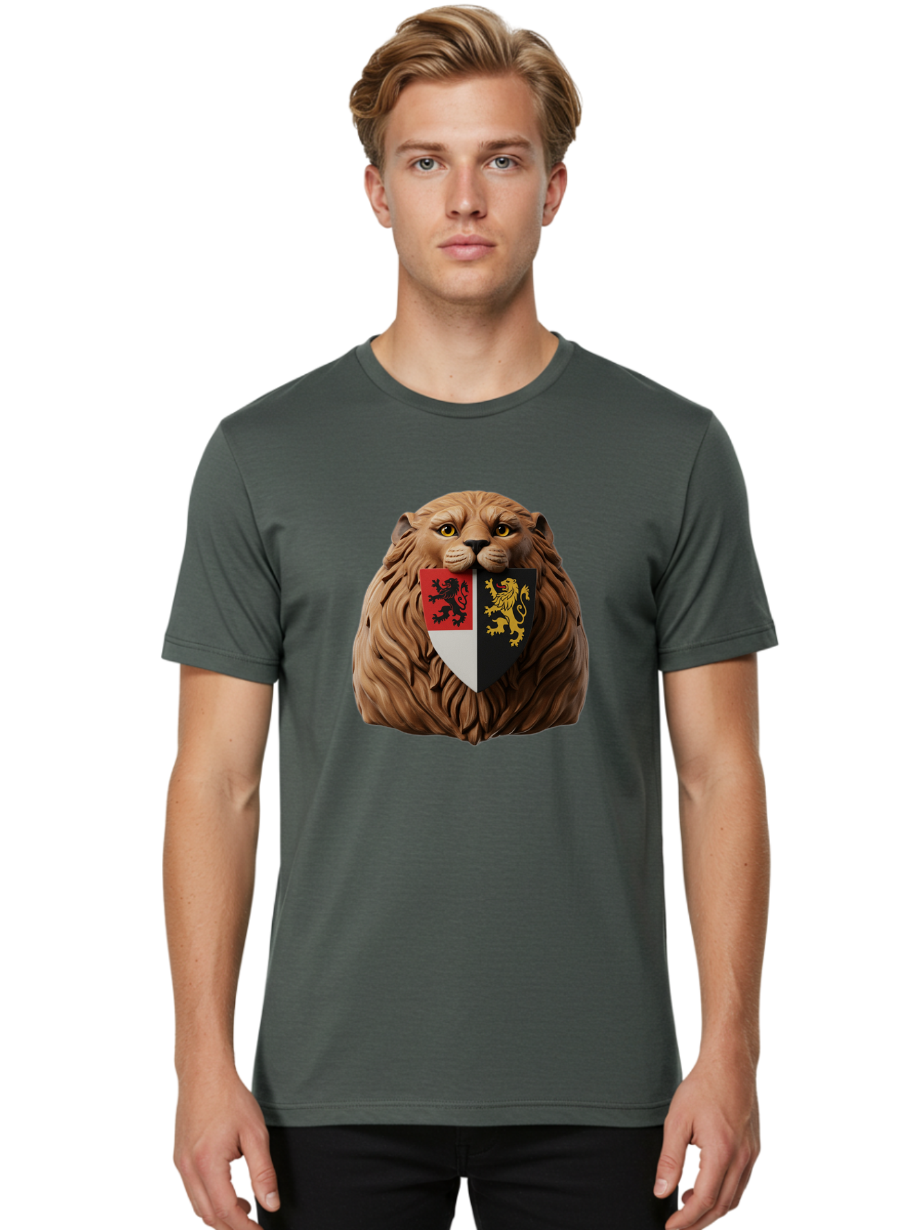 Lion-Shield-Crest Men'S Graphic Tee, 100% Cotton, Comfortable Casual Summer Wear, Machine Washable, Vintage Camera, Old Camera, Antique Camera, Black Camera, Classic Photography, Photography Equipment, Nostalgic Device, Film Camera, Camera Art Bam787