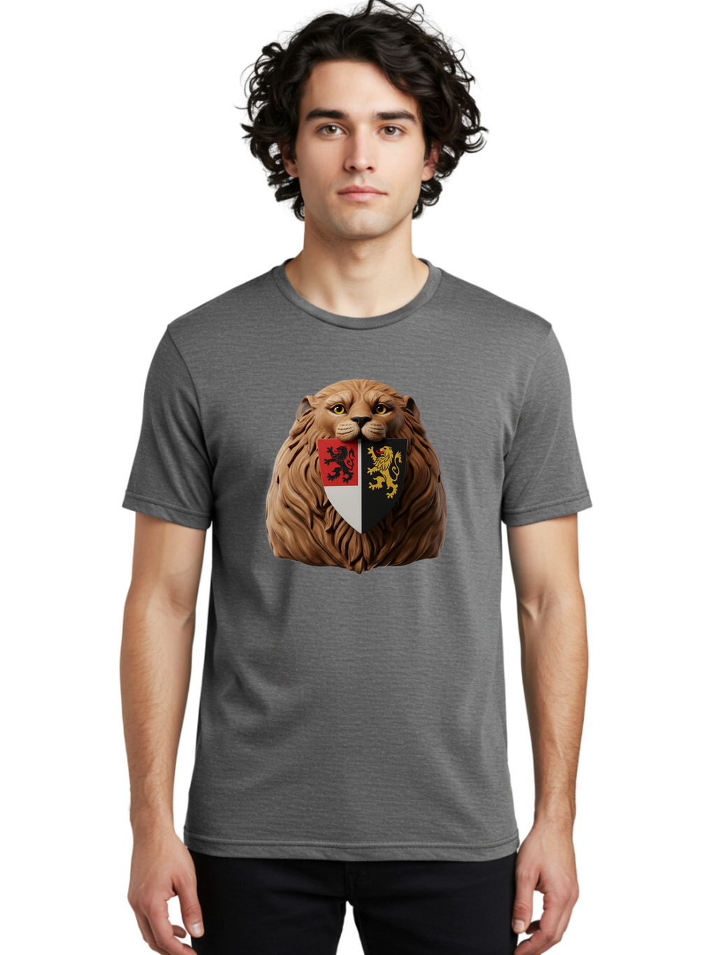 Lion-Shield-Crest Men'S Graphic Tee, 100% Cotton, Comfortable Casual Summer Wear, Machine Washable, Vintage Camera, Old Camera, Antique Camera, Black Camera, Classic Photography, Photography Equipment, Nostalgic Device, Film Camera, Camera Art Bam787