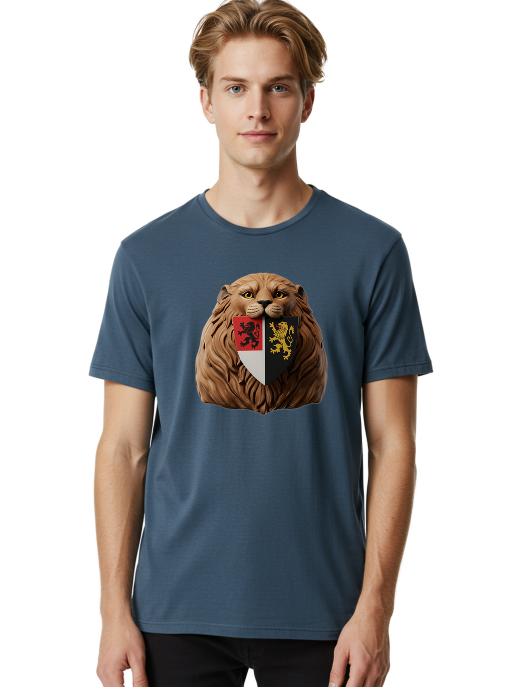 Lion-Shield-Crest Men'S Graphic Tee, 100% Cotton, Comfortable Casual Summer Wear, Machine Washable, Vintage Camera, Old Camera, Antique Camera, Black Camera, Classic Photography, Photography Equipment, Nostalgic Device, Film Camera, Camera Art Bam787