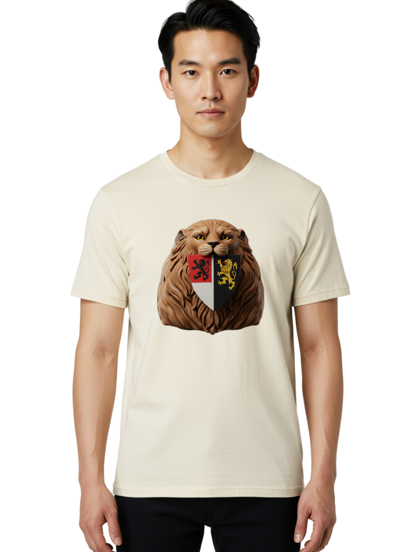 Lion-Shield-Crest Men'S Graphic Tee, 100% Cotton, Comfortable Casual Summer Wear, Machine Washable, Vintage Camera, Old Camera, Antique Camera, Black Camera, Classic Photography, Photography Equipment, Nostalgic Device, Film Camera, Camera Art Bam787