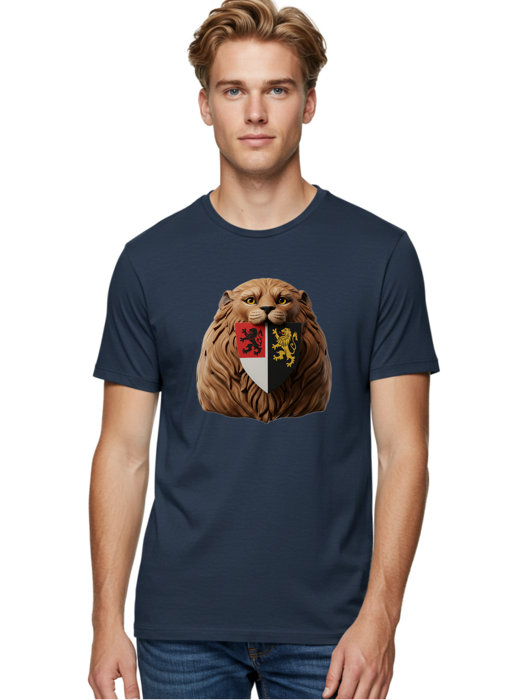 Lion-Shield-Crest Men'S Graphic Tee, 100% Cotton, Comfortable Casual Summer Wear, Machine Washable, Vintage Camera, Old Camera, Antique Camera, Black Camera, Classic Photography, Photography Equipment, Nostalgic Device, Film Camera, Camera Art Bam787