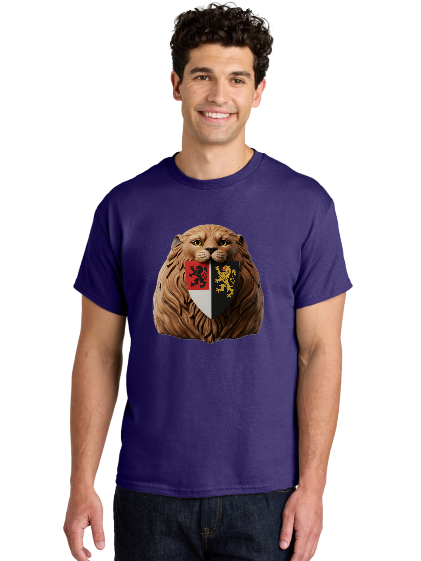 Lion-Shield-Crest Men'S Graphic Tee, 100% Cotton, Comfortable Casual Summer Wear, Machine Washable, Vintage Camera, Old Camera, Antique Camera, Black Camera, Classic Photography, Photography Equipment, Nostalgic Device, Film Camera, Camera Art Bam787