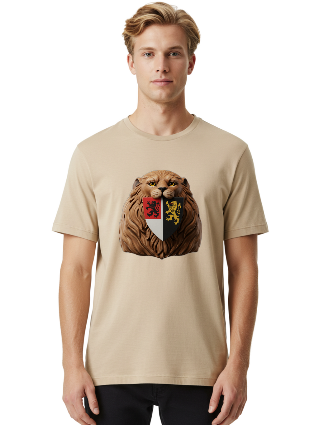 Lion-Shield-Crest Men'S Graphic Tee, 100% Cotton, Comfortable Casual Summer Wear, Machine Washable, Vintage Camera, Old Camera, Antique Camera, Black Camera, Classic Photography, Photography Equipment, Nostalgic Device, Film Camera, Camera Art Bam787
