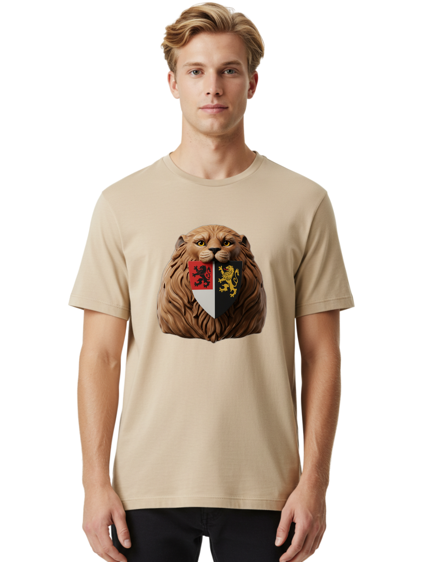 Lion-Shield-Crest Men'S Graphic Tee, 100% Cotton, Comfortable Casual Summer Wear, Machine Washable, Vintage Camera, Old Camera, Antique Camera, Black Camera, Classic Photography, Photography Equipment, Nostalgic Device, Film Camera, Camera Art Bam787