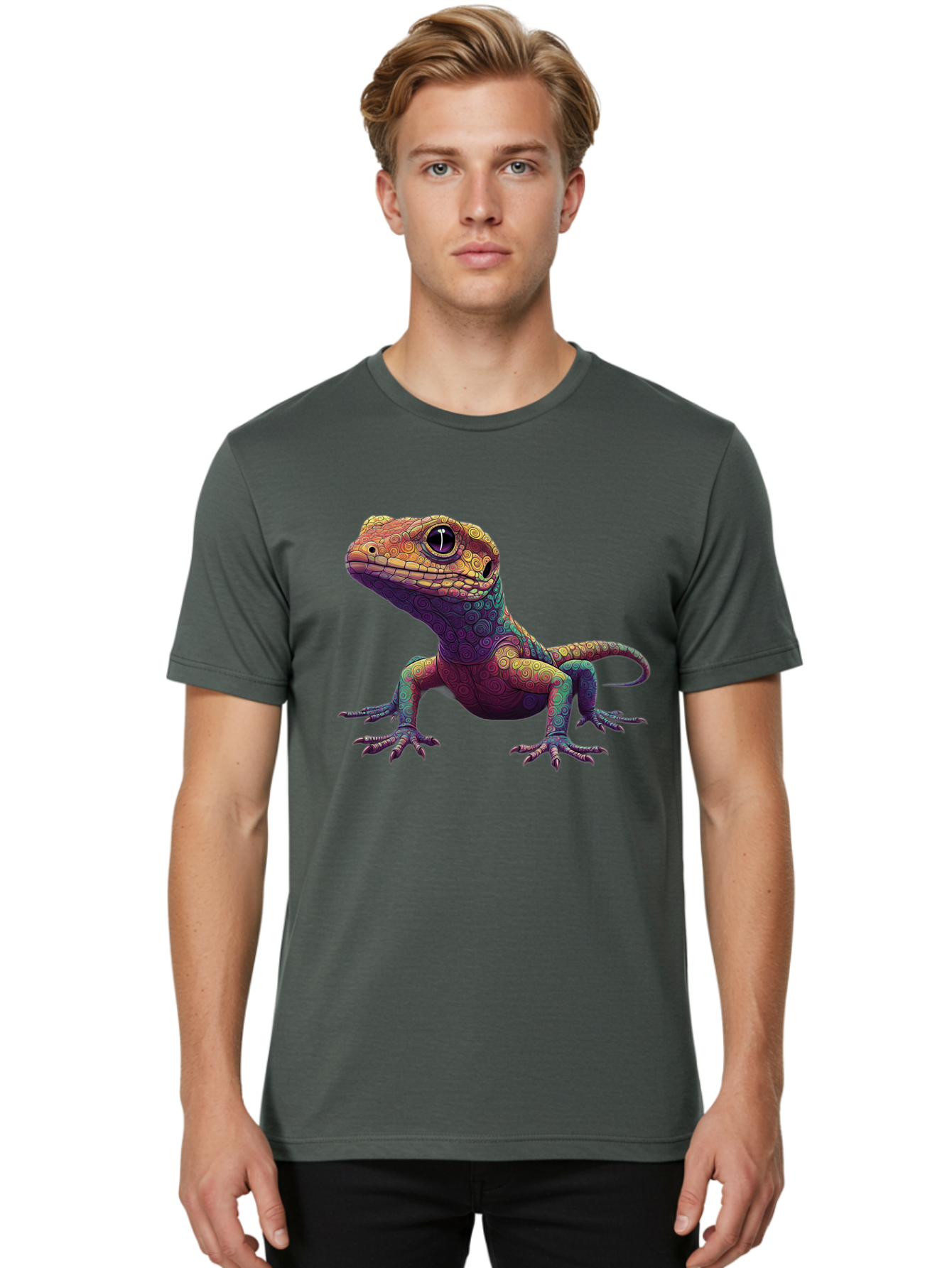 Lizard-1 Men'S Graphic Tee, 100% Cotton, Comfortable Casual Summer Wear, Machine Washable, Vintage Camera, Old Camera, Antique Camera, Black Camera, Classic Photography, Photography Equipment, Nostalgic Device, Film Camera, Camera Art Bam792