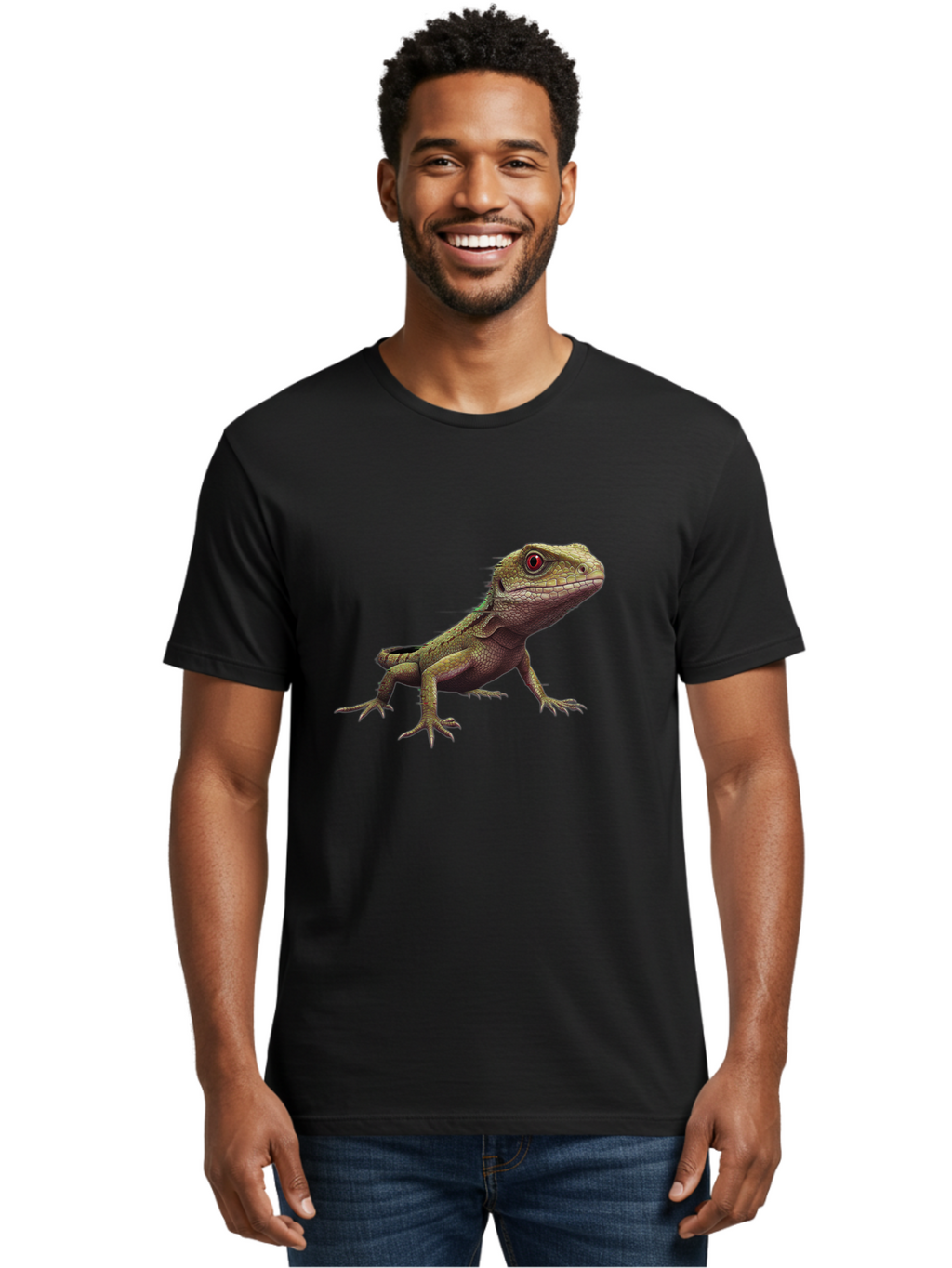 Lizard Men'S Graphic Tee, 100% Cotton, Comfortable Casual Summer Wear, Machine Washable, Vintage Camera, Old Camera, Antique Camera, Black Camera, Classic Photography, Photography Equipment, Nostalgic Device, Film Camera, Camera Art Bam795