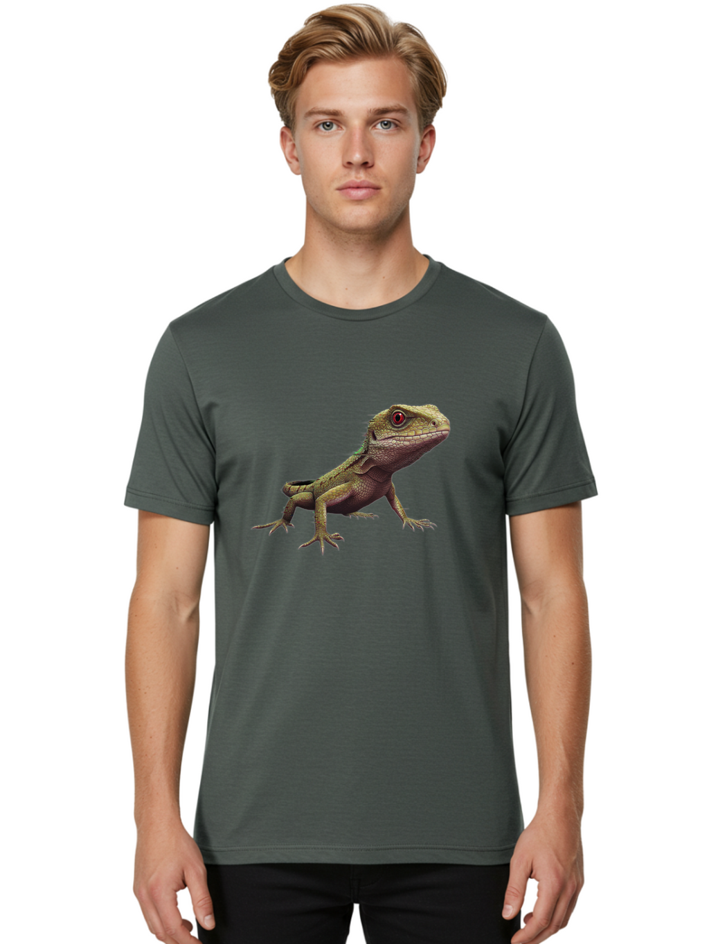 Lizard Men'S Graphic Tee, 100% Cotton, Comfortable Casual Summer Wear, Machine Washable, Vintage Camera, Old Camera, Antique Camera, Black Camera, Classic Photography, Photography Equipment, Nostalgic Device, Film Camera, Camera Art Bam795