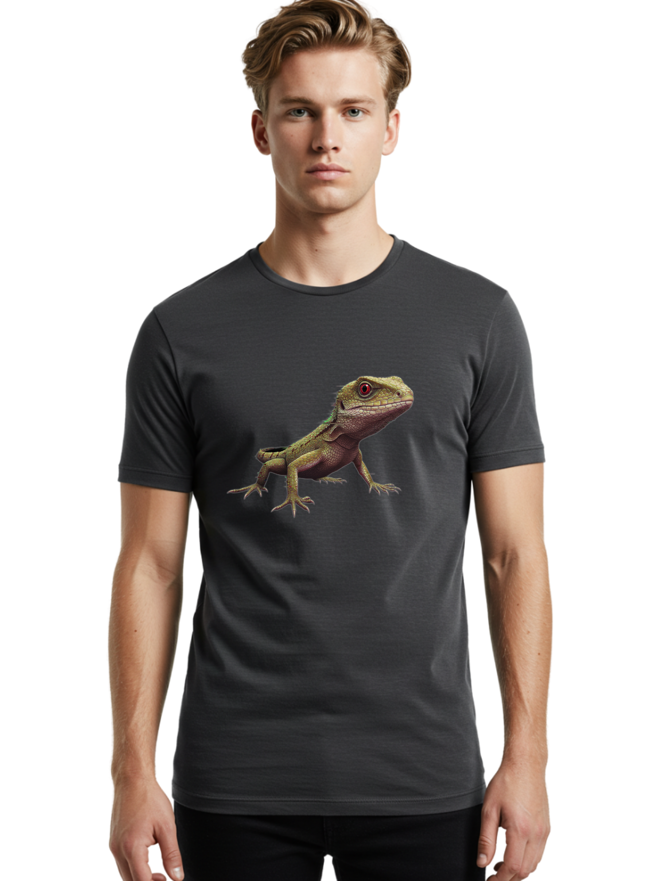 Lizard Men'S Graphic Tee, 100% Cotton, Comfortable Casual Summer Wear, Machine Washable, Vintage Camera, Old Camera, Antique Camera, Black Camera, Classic Photography, Photography Equipment, Nostalgic Device, Film Camera, Camera Art Bam795