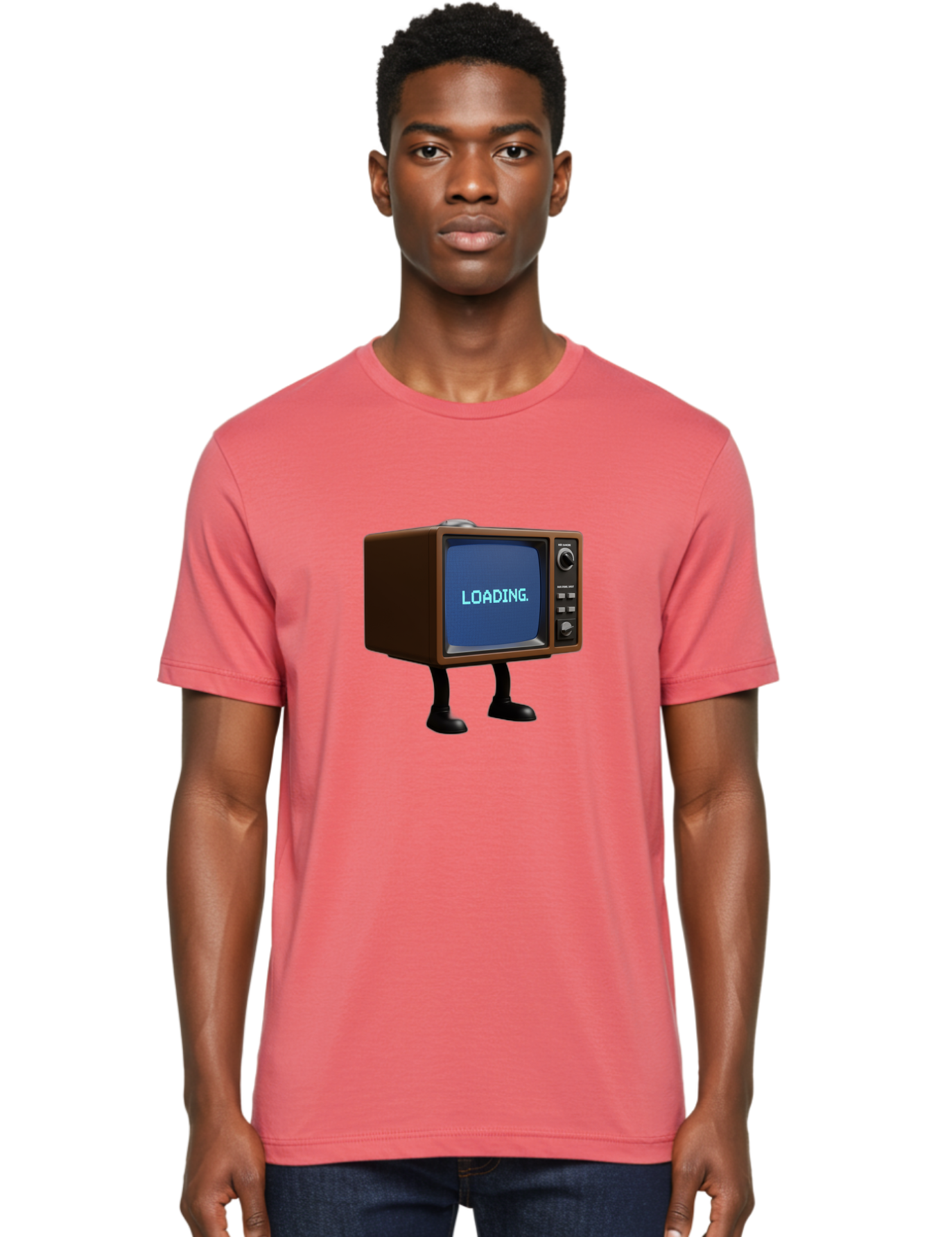 Loading-Tv Men'S Graphic Tee, 100% Cotton, Comfortable Casual Summer Wear, Machine Washable, Vintage Camera, Old Camera, Antique Camera, Black Camera, Classic Photography, Photography Equipment, Nostalgic Device, Film Camera, Camera Art Bam797