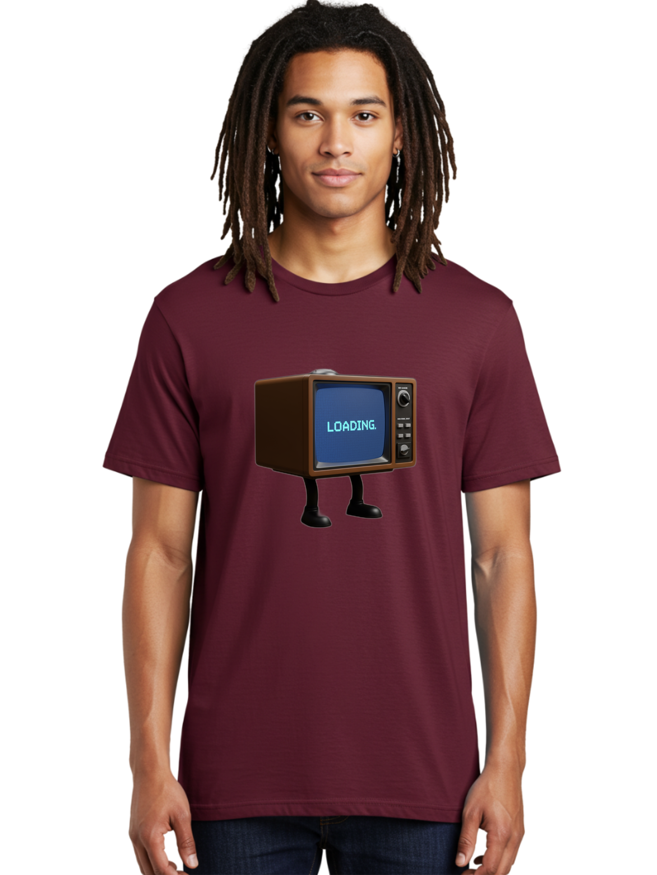 Loading-Tv Men'S Graphic Tee, 100% Cotton, Comfortable Casual Summer Wear, Machine Washable, Vintage Camera, Old Camera, Antique Camera, Black Camera, Classic Photography, Photography Equipment, Nostalgic Device, Film Camera, Camera Art Bam797