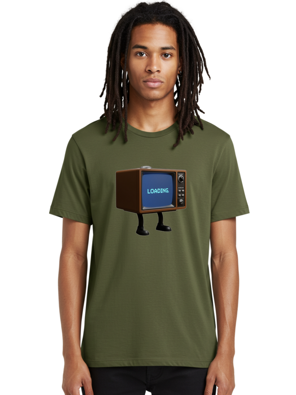 Loading-Tv Men'S Graphic Tee, 100% Cotton, Comfortable Casual Summer Wear, Machine Washable, Vintage Camera, Old Camera, Antique Camera, Black Camera, Classic Photography, Photography Equipment, Nostalgic Device, Film Camera, Camera Art Bam797