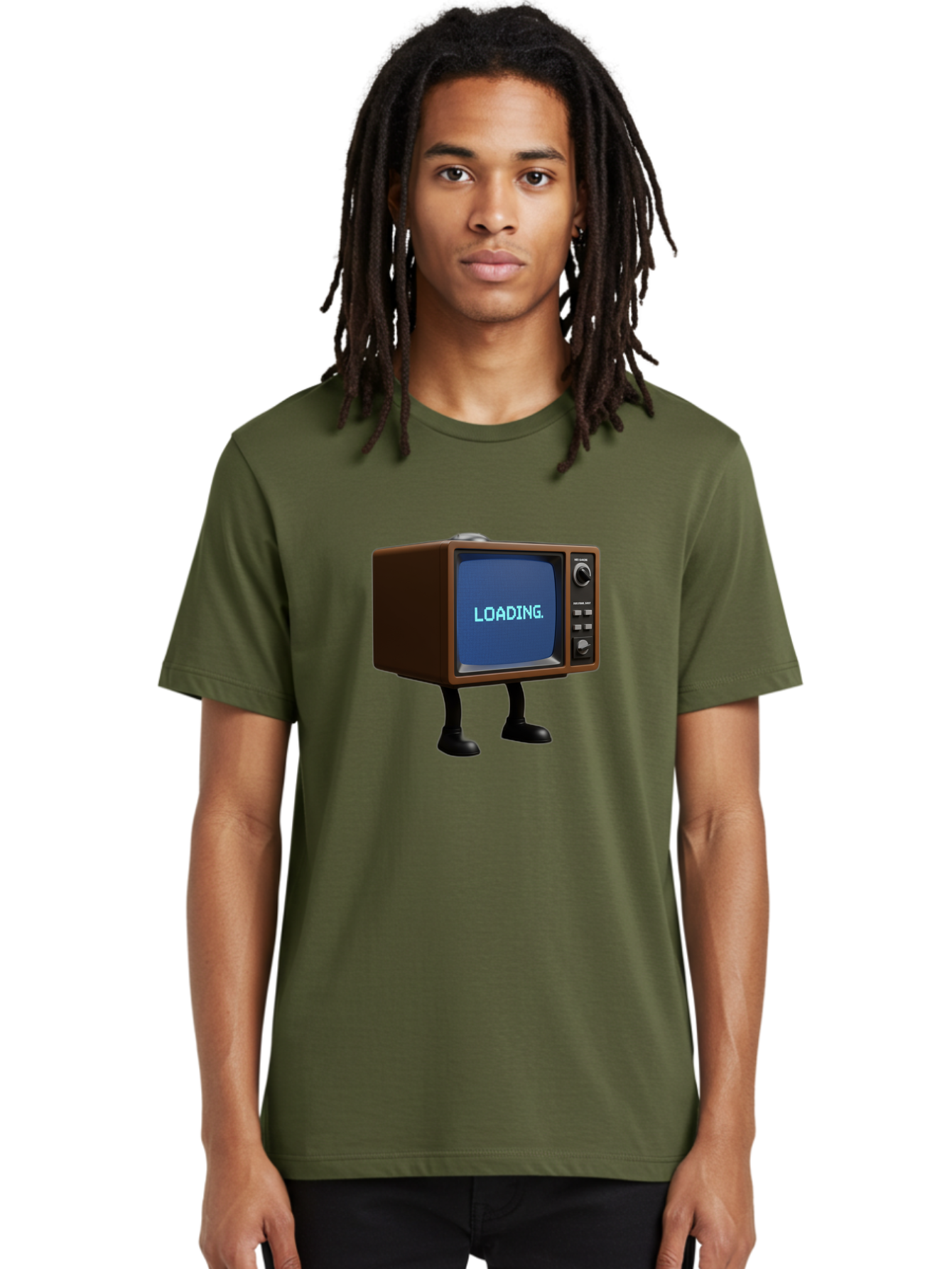 Loading-Tv Men'S Graphic Tee, 100% Cotton, Comfortable Casual Summer Wear, Machine Washable, Vintage Camera, Old Camera, Antique Camera, Black Camera, Classic Photography, Photography Equipment, Nostalgic Device, Film Camera, Camera Art Bam797