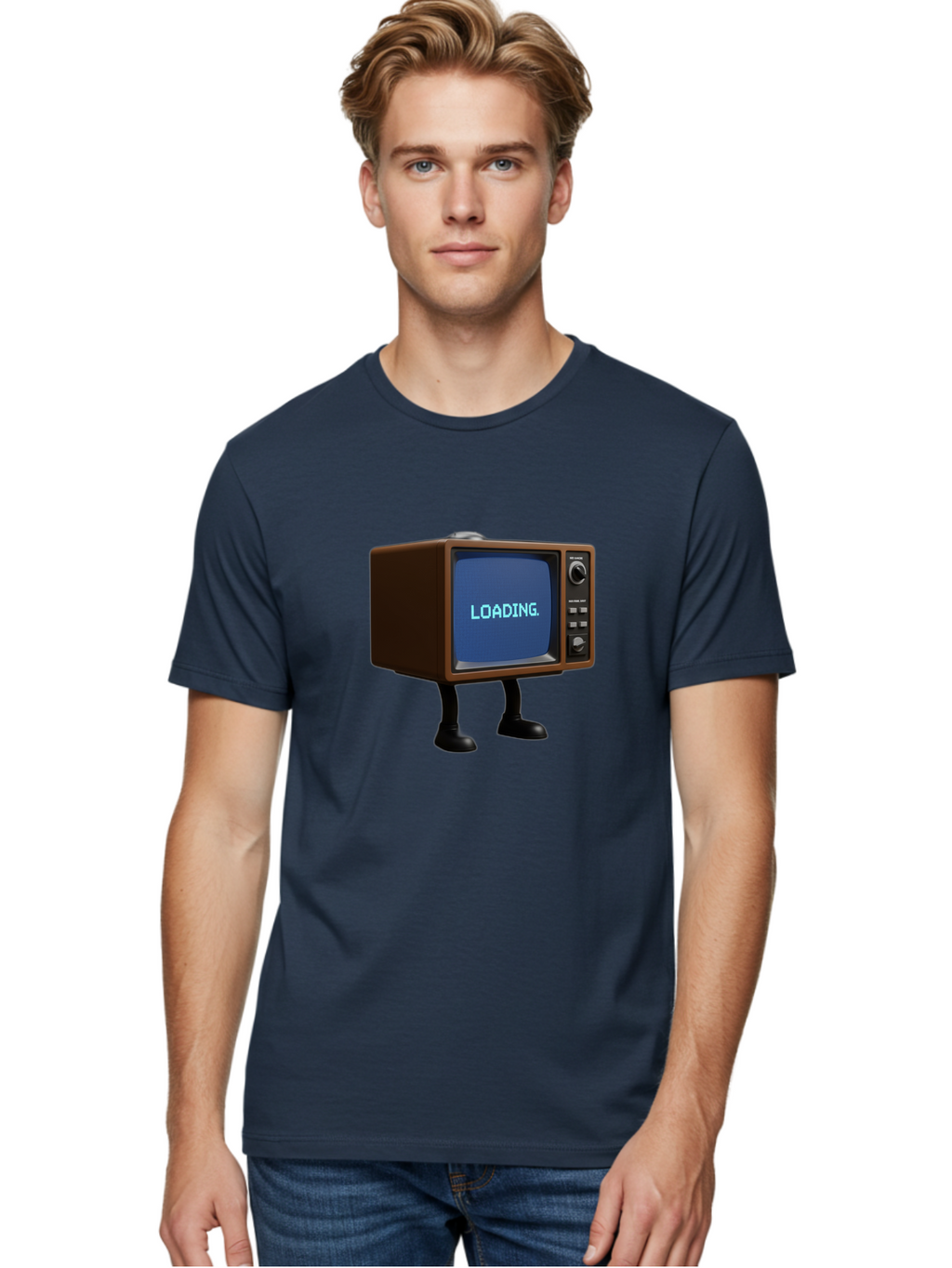 Loading-Tv Men'S Graphic Tee, 100% Cotton, Comfortable Casual Summer Wear, Machine Washable, Vintage Camera, Old Camera, Antique Camera, Black Camera, Classic Photography, Photography Equipment, Nostalgic Device, Film Camera, Camera Art Bam797