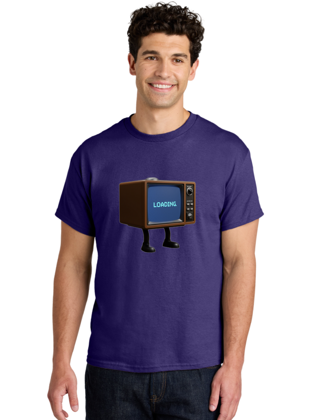 Loading-Tv Men'S Graphic Tee, 100% Cotton, Comfortable Casual Summer Wear, Machine Washable, Vintage Camera, Old Camera, Antique Camera, Black Camera, Classic Photography, Photography Equipment, Nostalgic Device, Film Camera, Camera Art Bam797