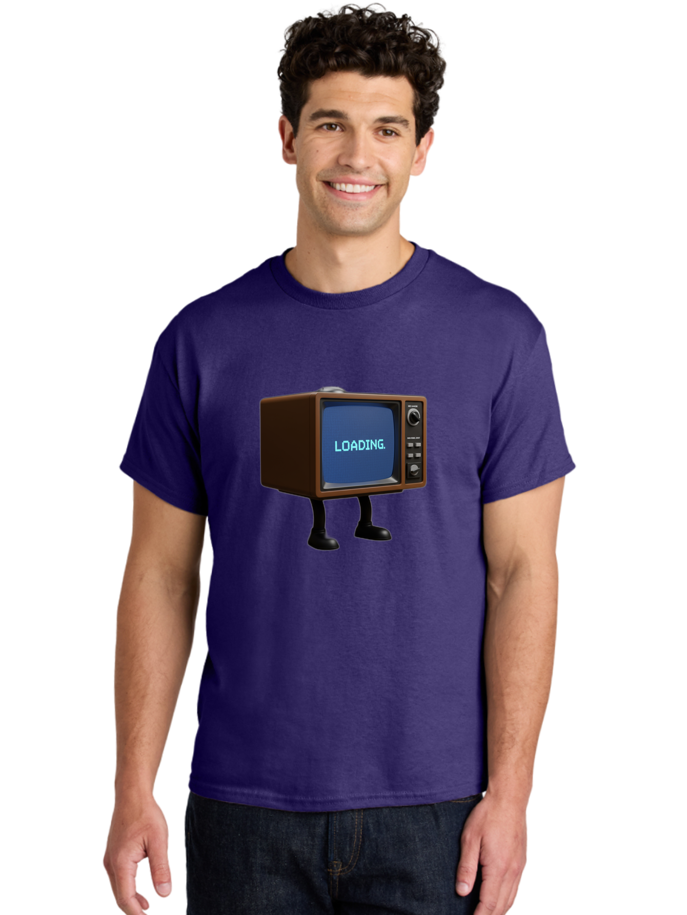 Loading-Tv Men'S Graphic Tee, 100% Cotton, Comfortable Casual Summer Wear, Machine Washable, Vintage Camera, Old Camera, Antique Camera, Black Camera, Classic Photography, Photography Equipment, Nostalgic Device, Film Camera, Camera Art Bam797