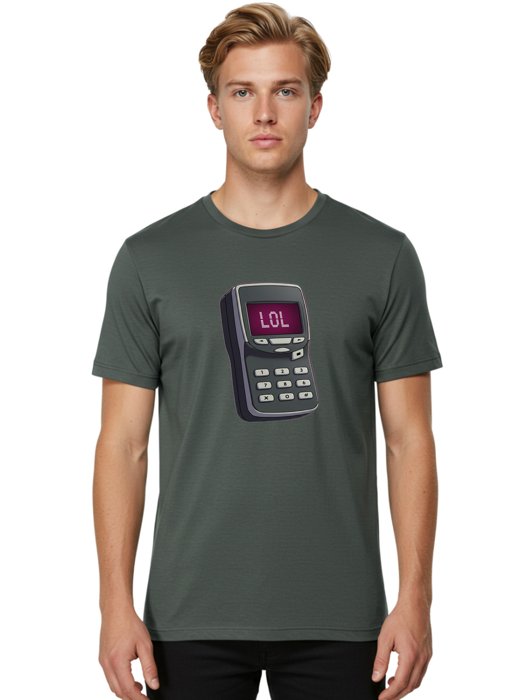 Lol-Phone-2 Men'S Graphic Tee, 100% Cotton, Comfortable Casual Summer Wear, Machine Washable, Vintage Camera, Old Camera, Antique Camera, Black Camera, Classic Photography, Photography Equipment, Nostalgic Device, Film Camera, Camera Art Bam806