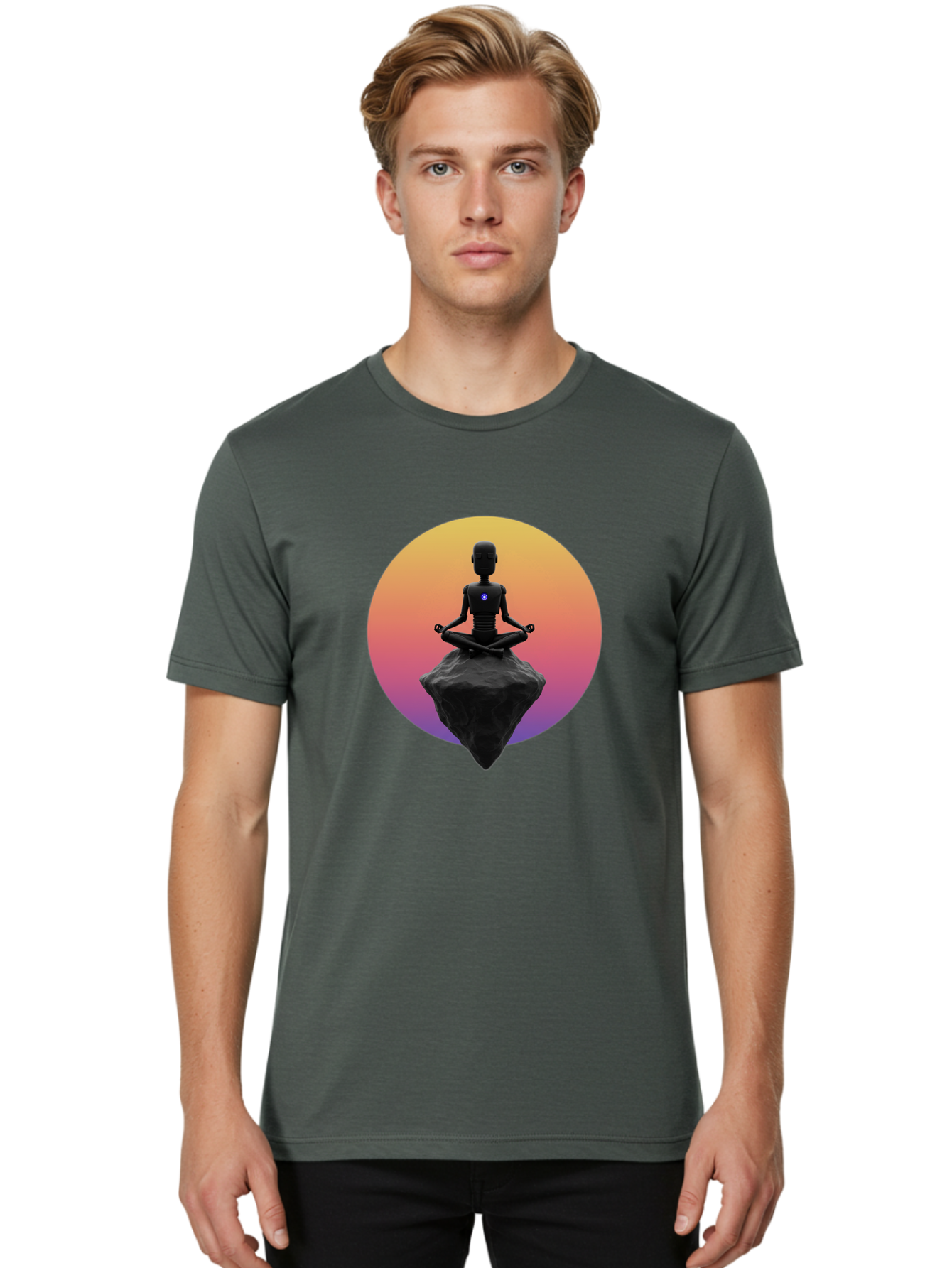 Lotus-Position-Statue Men'S Graphic Tee, 100% Cotton, Comfortable Casual Summer Wear, Machine Washable, Vintage Camera, Old Camera, Antique Camera, Black Camera, Classic Photography, Photography Equipment, Nostalgic Device, Film Camera, Bam811