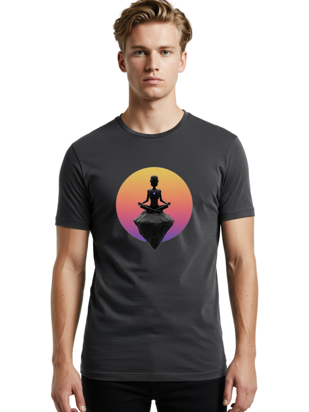 Lotus-Position-Statue Men'S Graphic Tee, 100% Cotton, Comfortable Casual Summer Wear, Machine Washable, Vintage Camera, Old Camera, Antique Camera, Black Camera, Classic Photography, Photography Equipment, Nostalgic Device, Film Camera, Bam811