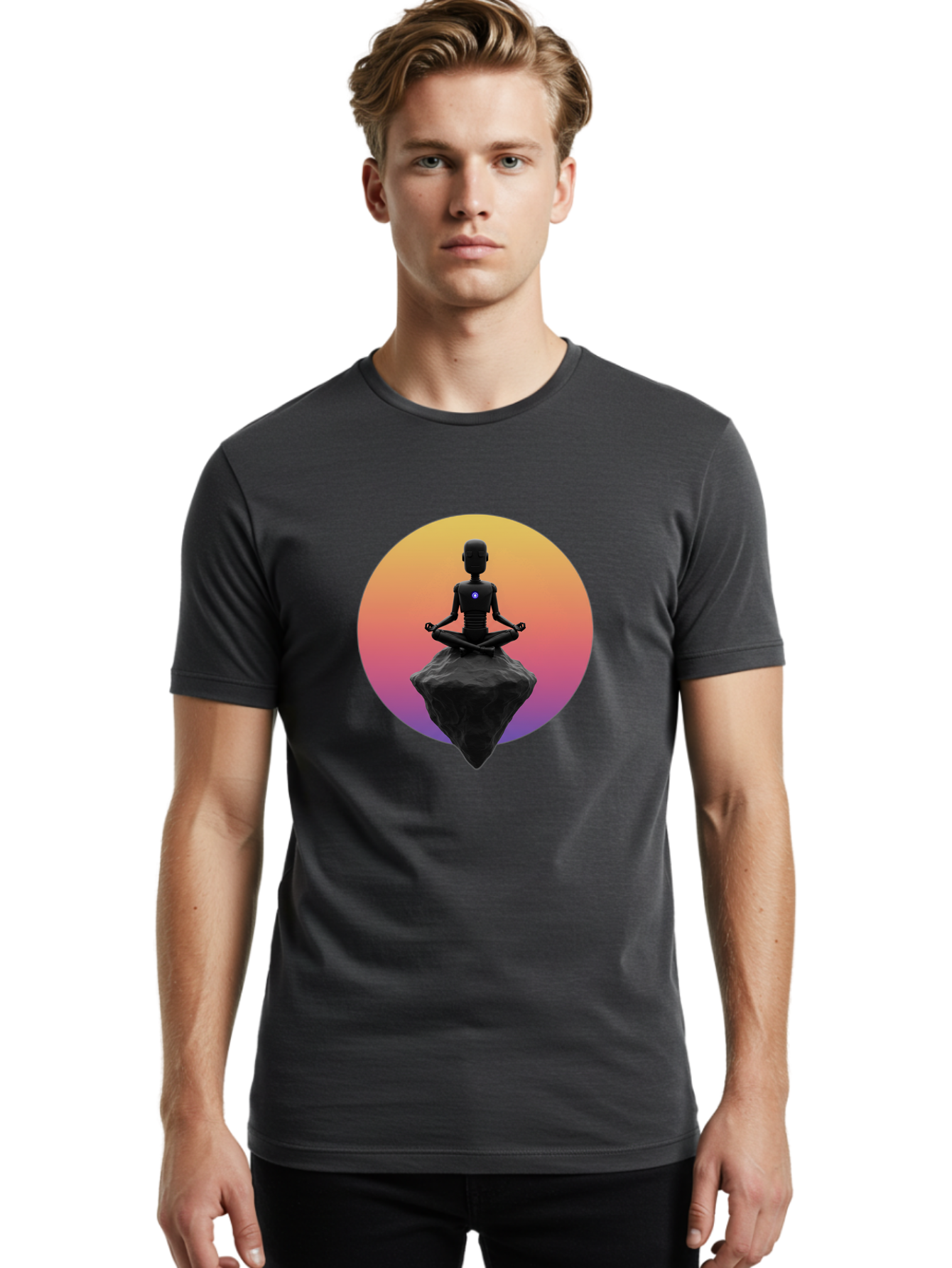 Lotus-Position-Statue Men'S Graphic Tee, 100% Cotton, Comfortable Casual Summer Wear, Machine Washable, Vintage Camera, Old Camera, Antique Camera, Black Camera, Classic Photography, Photography Equipment, Nostalgic Device, Film Camera, Bam811