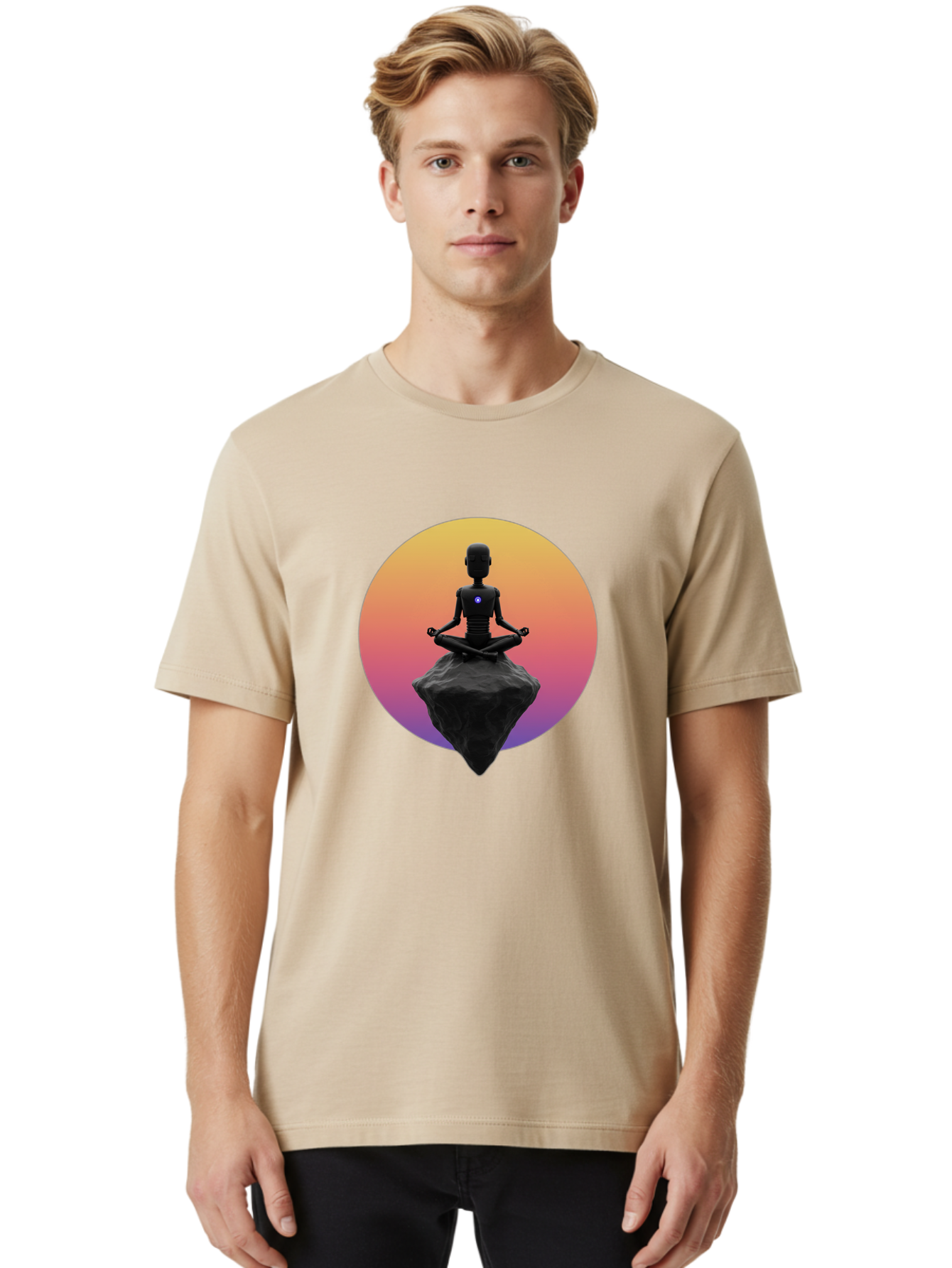 Lotus-Position-Statue Men'S Graphic Tee, 100% Cotton, Comfortable Casual Summer Wear, Machine Washable, Vintage Camera, Old Camera, Antique Camera, Black Camera, Classic Photography, Photography Equipment, Nostalgic Device, Film Camera, Bam811