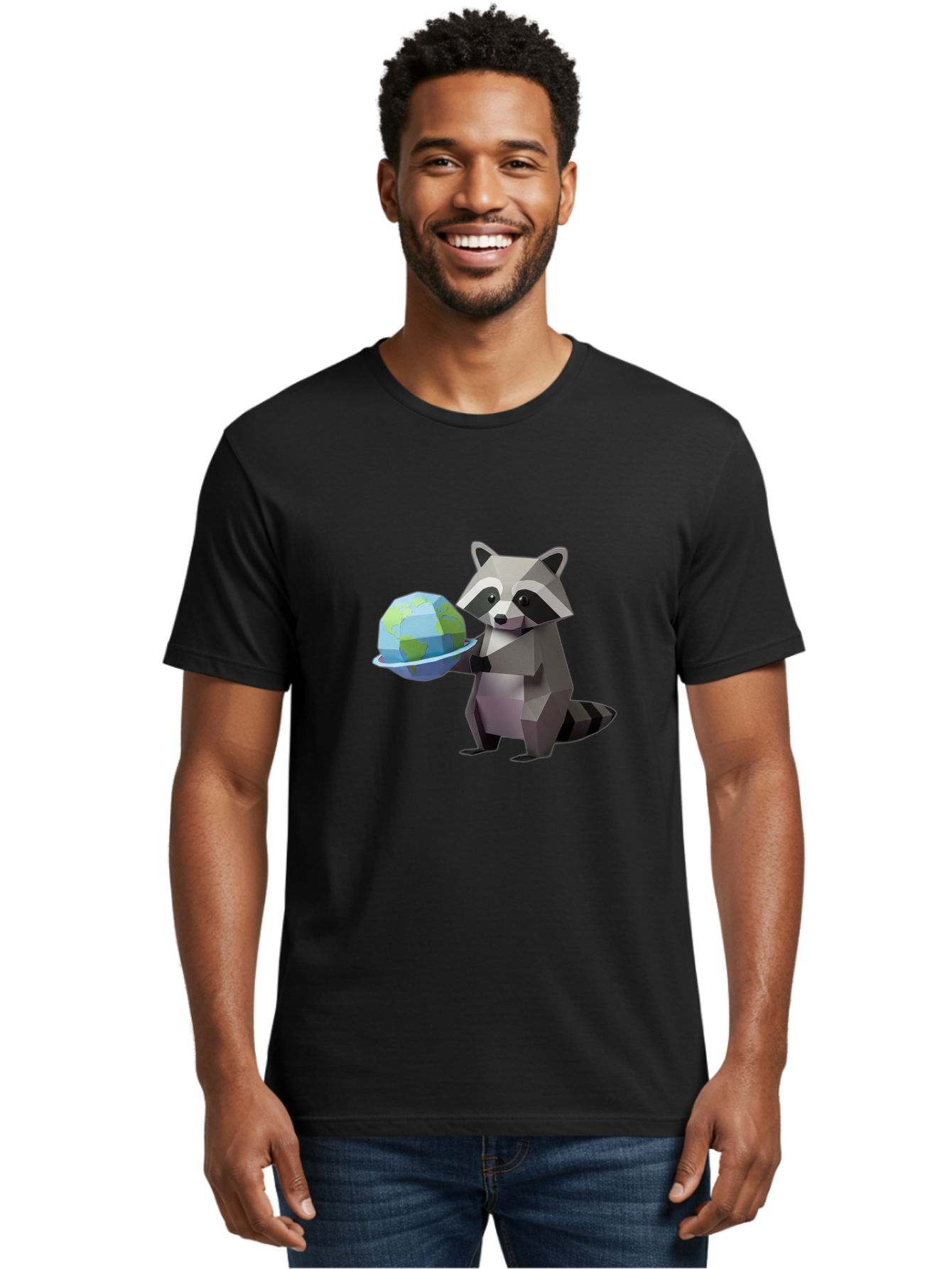 Lowpoly-Raccoon-With-Globe Men'S Graphic Tee, 100% Cotton, Comfortable Casual Summer Wear, Machine Washable, Vintage Camera, Old Camera, Antique Camera, Black Camera, Classic Photography, Photography Equipment, Nostalgic Device, Film Camera, Bam817