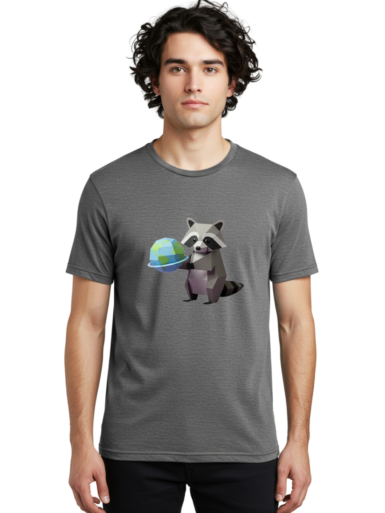 Lowpoly-Raccoon-With-Globe Men'S Graphic Tee, 100% Cotton, Comfortable Casual Summer Wear, Machine Washable, Vintage Camera, Old Camera, Antique Camera, Black Camera, Classic Photography, Photography Equipment, Nostalgic Device, Film Camera, Bam817