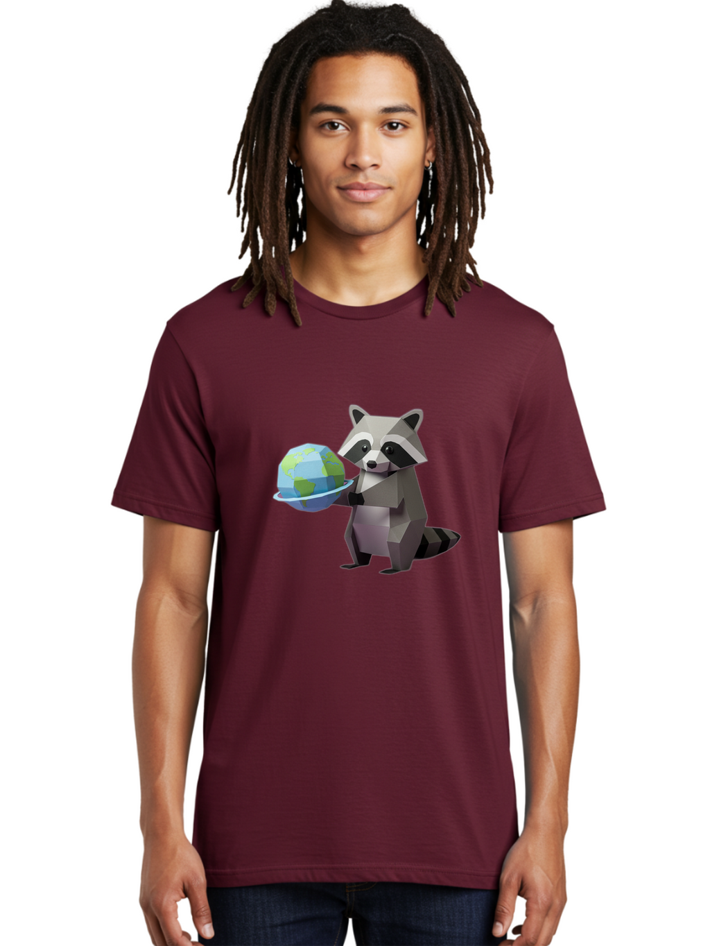 Lowpoly-Raccoon-With-Globe Men'S Graphic Tee, 100% Cotton, Comfortable Casual Summer Wear, Machine Washable, Vintage Camera, Old Camera, Antique Camera, Black Camera, Classic Photography, Photography Equipment, Nostalgic Device, Film Camera, Bam817