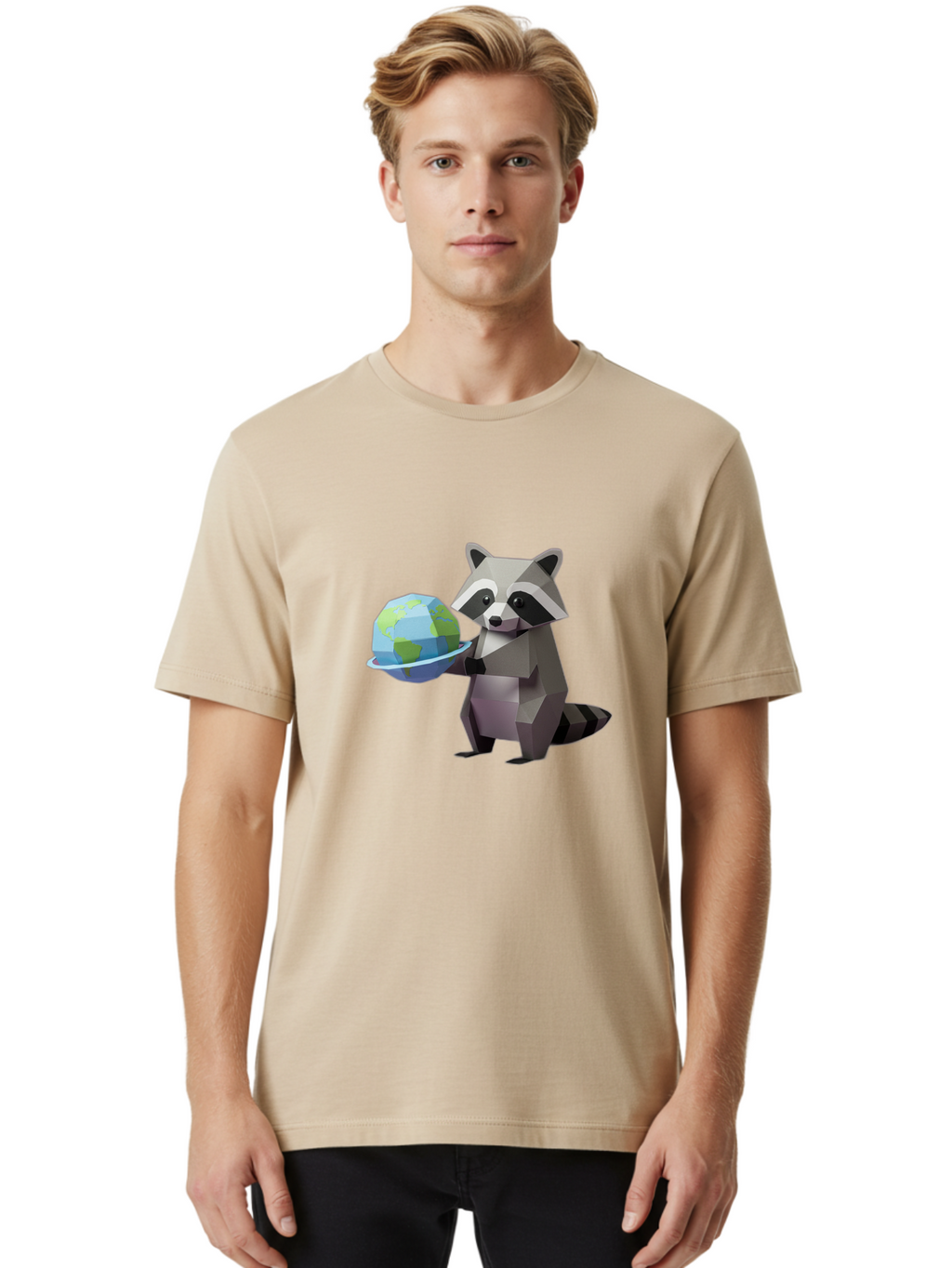 Lowpoly-Raccoon-With-Globe Men'S Graphic Tee, 100% Cotton, Comfortable Casual Summer Wear, Machine Washable, Vintage Camera, Old Camera, Antique Camera, Black Camera, Classic Photography, Photography Equipment, Nostalgic Device, Film Camera, Bam817
