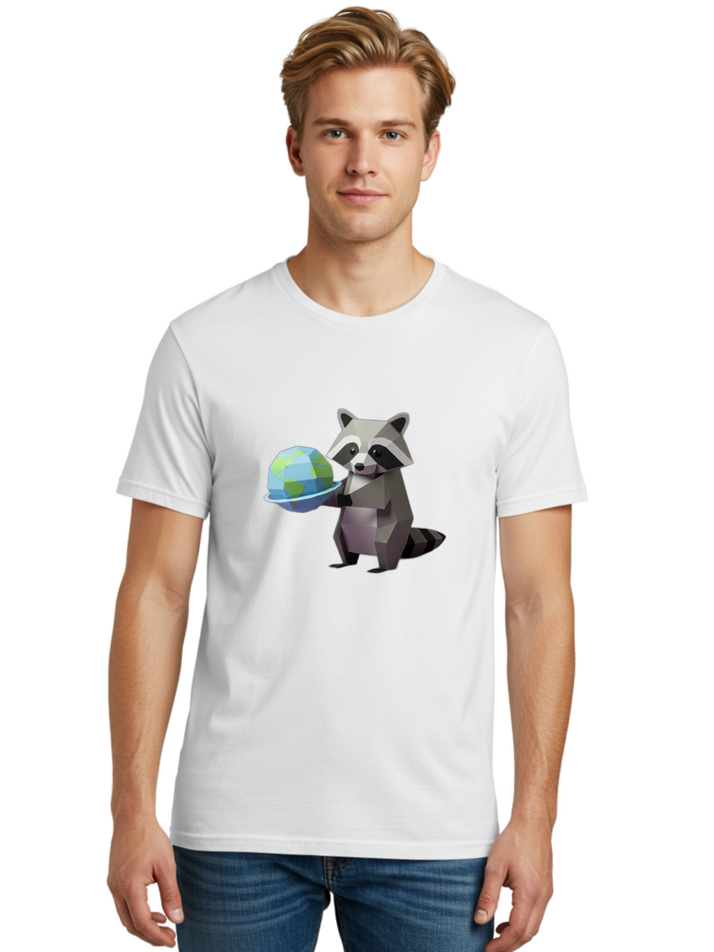 Lowpoly-Raccoon-With-Globe Men'S Graphic Tee, 100% Cotton, Comfortable Casual Summer Wear, Machine Washable, Vintage Camera, Old Camera, Antique Camera, Black Camera, Classic Photography, Photography Equipment, Nostalgic Device, Film Camera, Bam817