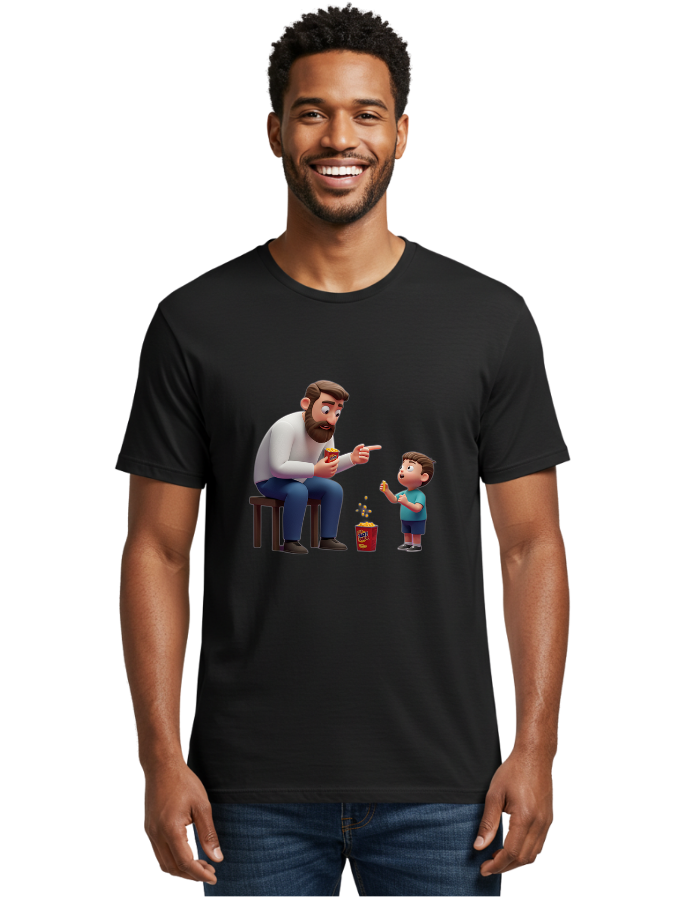 Man-And-Boy-With-Popcorn Men'S Graphic Tee, 100% Cotton, Comfortable Casual Summer Wear, Machine Washable, Vintage Camera, Old Camera, Antique Camera, Black Camera, Classic Photography, Photography Equipment, Nostalgic Device, Film Camera, Bam823
