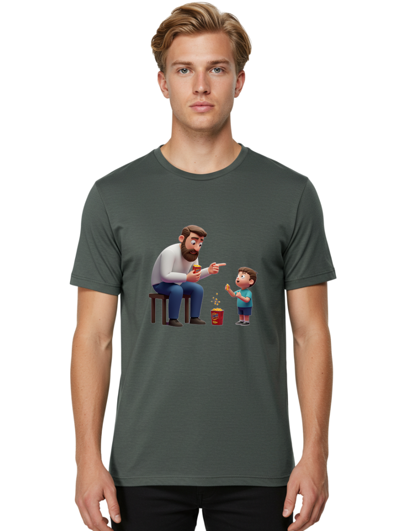 Man-And-Boy-With-Popcorn Men'S Graphic Tee, 100% Cotton, Comfortable Casual Summer Wear, Machine Washable, Vintage Camera, Old Camera, Antique Camera, Black Camera, Classic Photography, Photography Equipment, Nostalgic Device, Film Camera, Bam823