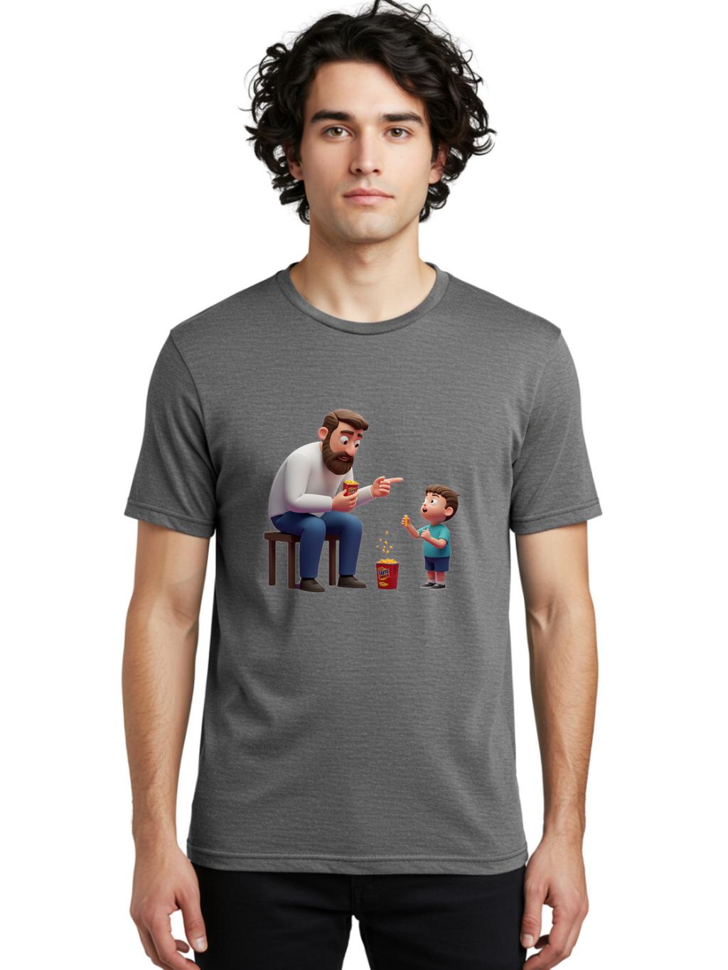 Man-And-Boy-With-Popcorn Men'S Graphic Tee, 100% Cotton, Comfortable Casual Summer Wear, Machine Washable, Vintage Camera, Old Camera, Antique Camera, Black Camera, Classic Photography, Photography Equipment, Nostalgic Device, Film Camera, Bam823