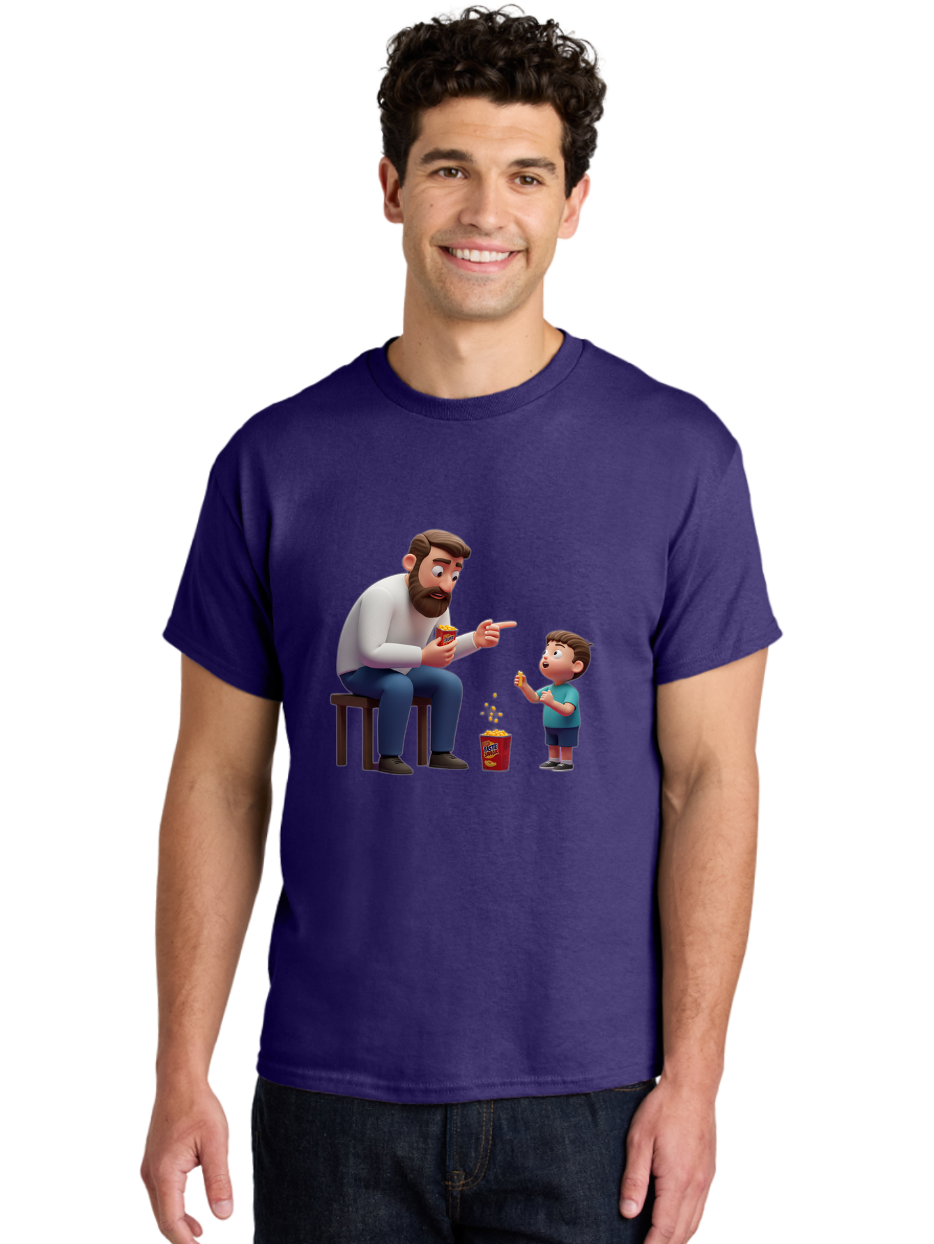 Man-And-Boy-With-Popcorn Men'S Graphic Tee, 100% Cotton, Comfortable Casual Summer Wear, Machine Washable, Vintage Camera, Old Camera, Antique Camera, Black Camera, Classic Photography, Photography Equipment, Nostalgic Device, Film Camera, Bam823