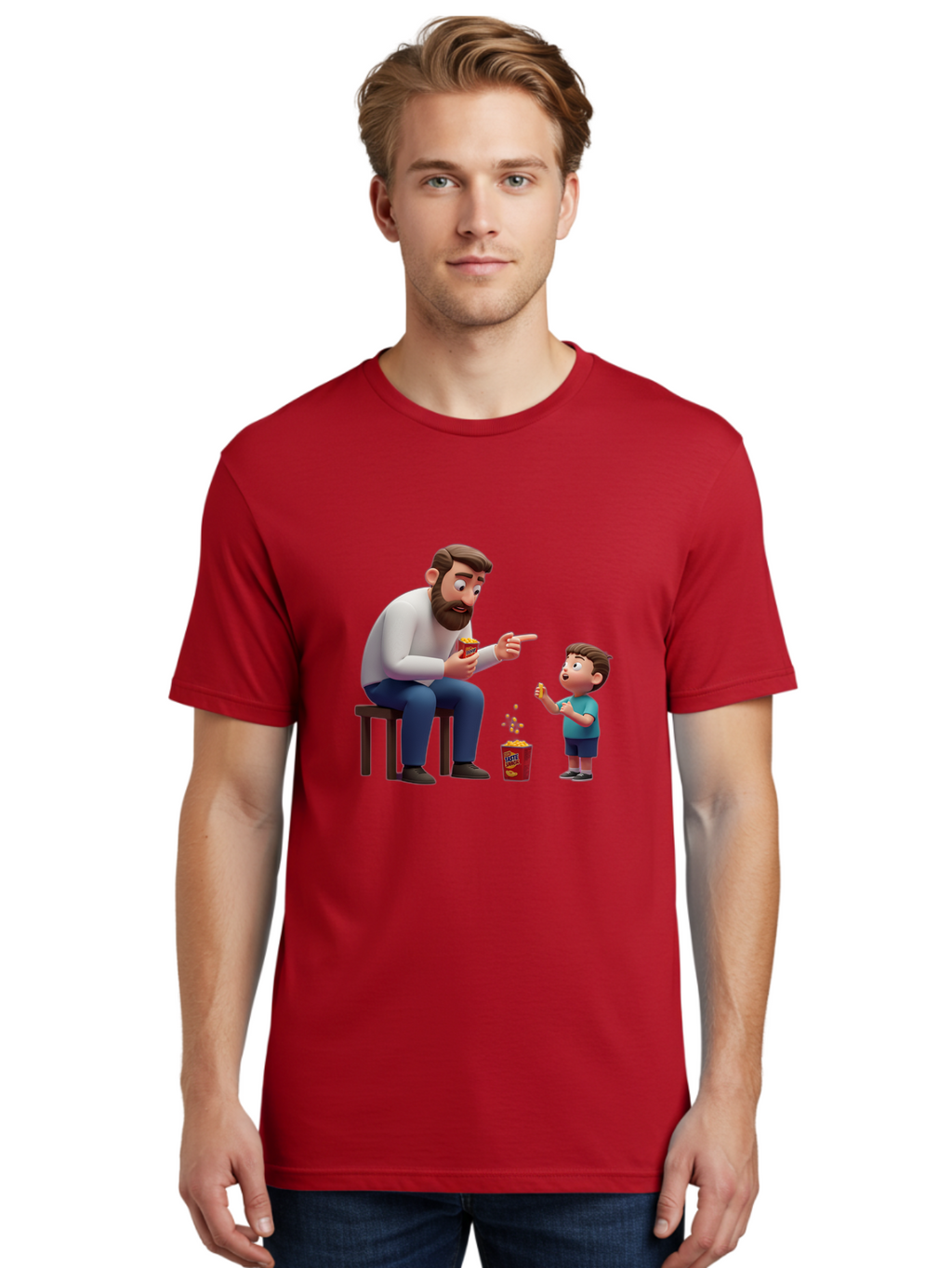 Man-And-Boy-With-Popcorn Men'S Graphic Tee, 100% Cotton, Comfortable Casual Summer Wear, Machine Washable, Vintage Camera, Old Camera, Antique Camera, Black Camera, Classic Photography, Photography Equipment, Nostalgic Device, Film Camera, Bam823
