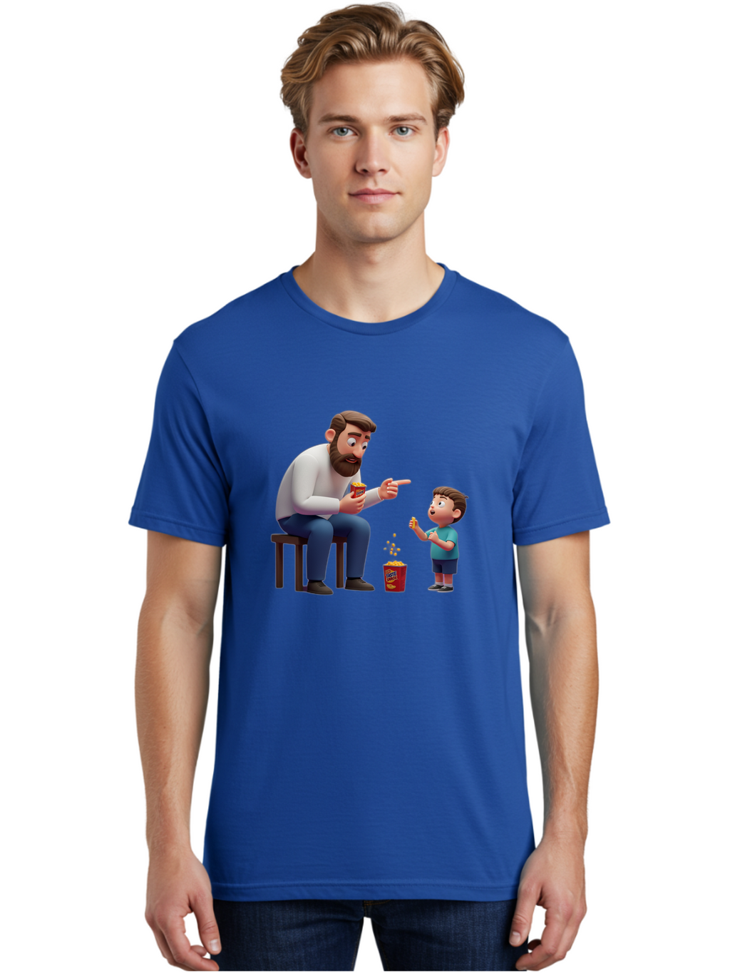 Man-And-Boy-With-Popcorn Men'S Graphic Tee, 100% Cotton, Comfortable Casual Summer Wear, Machine Washable, Vintage Camera, Old Camera, Antique Camera, Black Camera, Classic Photography, Photography Equipment, Nostalgic Device, Film Camera, Bam823