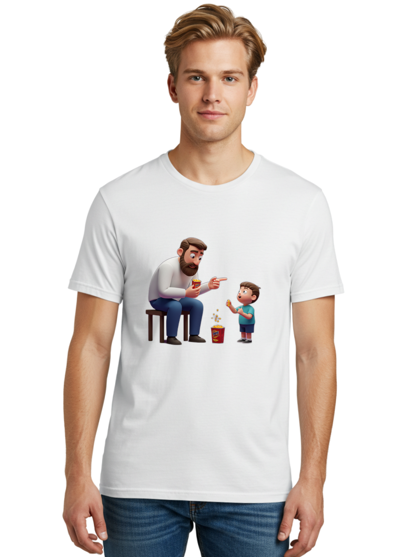 Man-And-Boy-With-Popcorn Men'S Graphic Tee, 100% Cotton, Comfortable Casual Summer Wear, Machine Washable, Vintage Camera, Old Camera, Antique Camera, Black Camera, Classic Photography, Photography Equipment, Nostalgic Device, Film Camera, Bam823