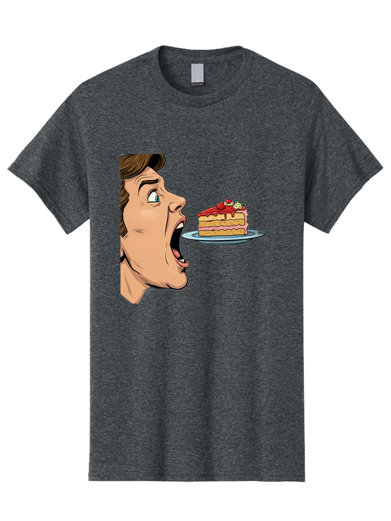 Man-Looking-At-Cake Men'S Graphic Tee, 100% Cotton, Comfortable Casual Summer Wear, Machine Washable, Vintage Camera, Old Camera, Antique Camera, Black Camera, Classic Photography, Photography Equipment, Nostalgic Device, Film Camera, Bam827