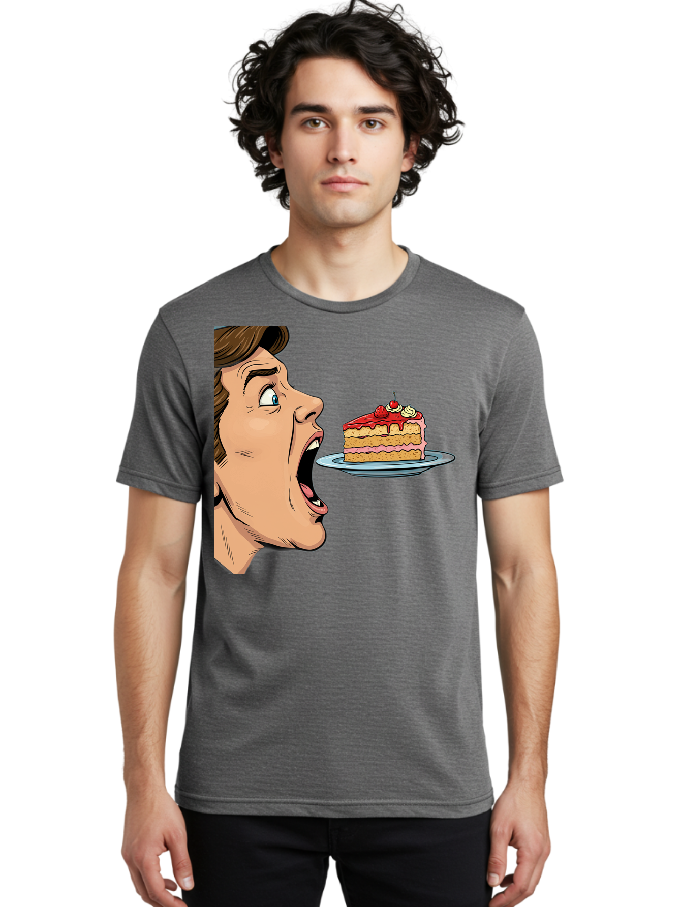 Man-Looking-At-Cake Men'S Graphic Tee, 100% Cotton, Comfortable Casual Summer Wear, Machine Washable, Vintage Camera, Old Camera, Antique Camera, Black Camera, Classic Photography, Photography Equipment, Nostalgic Device, Film Camera, Bam827