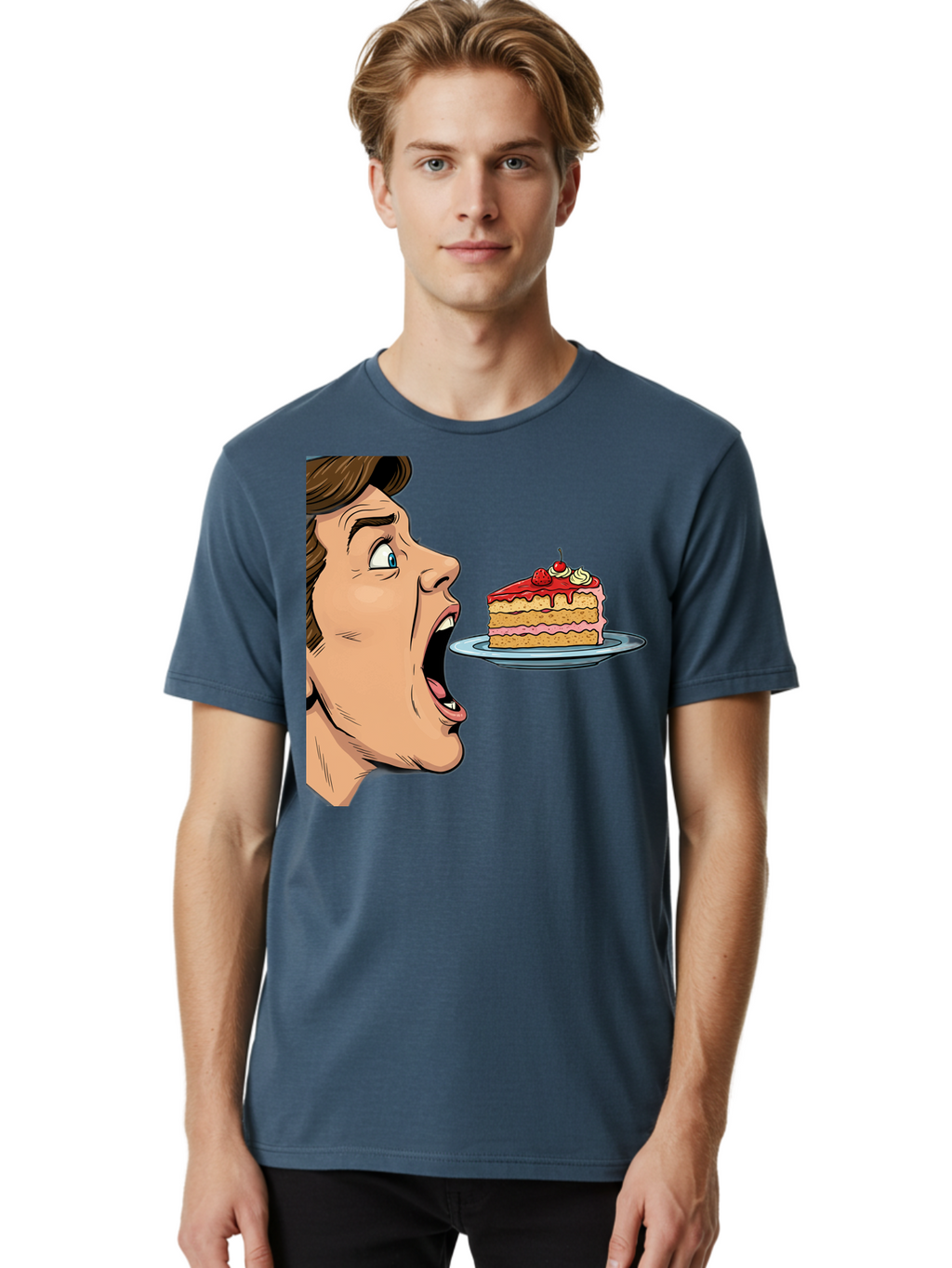 Man-Looking-At-Cake Men'S Graphic Tee, 100% Cotton, Comfortable Casual Summer Wear, Machine Washable, Vintage Camera, Old Camera, Antique Camera, Black Camera, Classic Photography, Photography Equipment, Nostalgic Device, Film Camera, Bam827