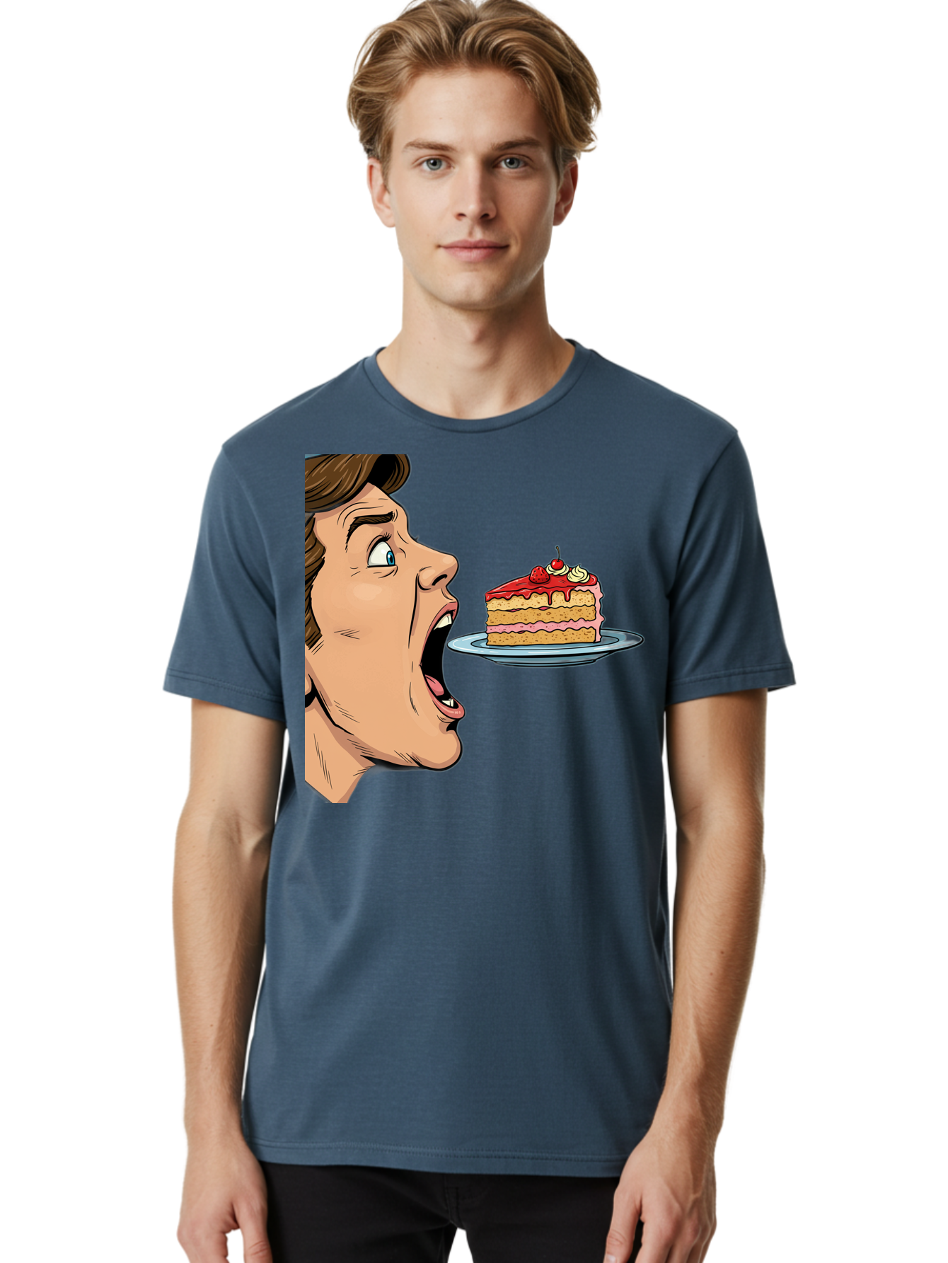 Man-Looking-At-Cake Men'S Graphic Tee, 100% Cotton, Comfortable Casual Summer Wear, Machine Washable, Vintage Camera, Old Camera, Antique Camera, Black Camera, Classic Photography, Photography Equipment, Nostalgic Device, Film Camera, Bam827
