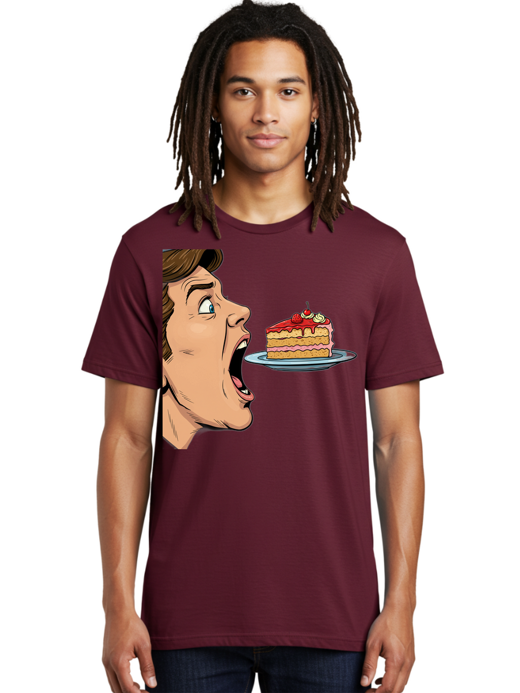 Man-Looking-At-Cake Men'S Graphic Tee, 100% Cotton, Comfortable Casual Summer Wear, Machine Washable, Vintage Camera, Old Camera, Antique Camera, Black Camera, Classic Photography, Photography Equipment, Nostalgic Device, Film Camera, Bam827