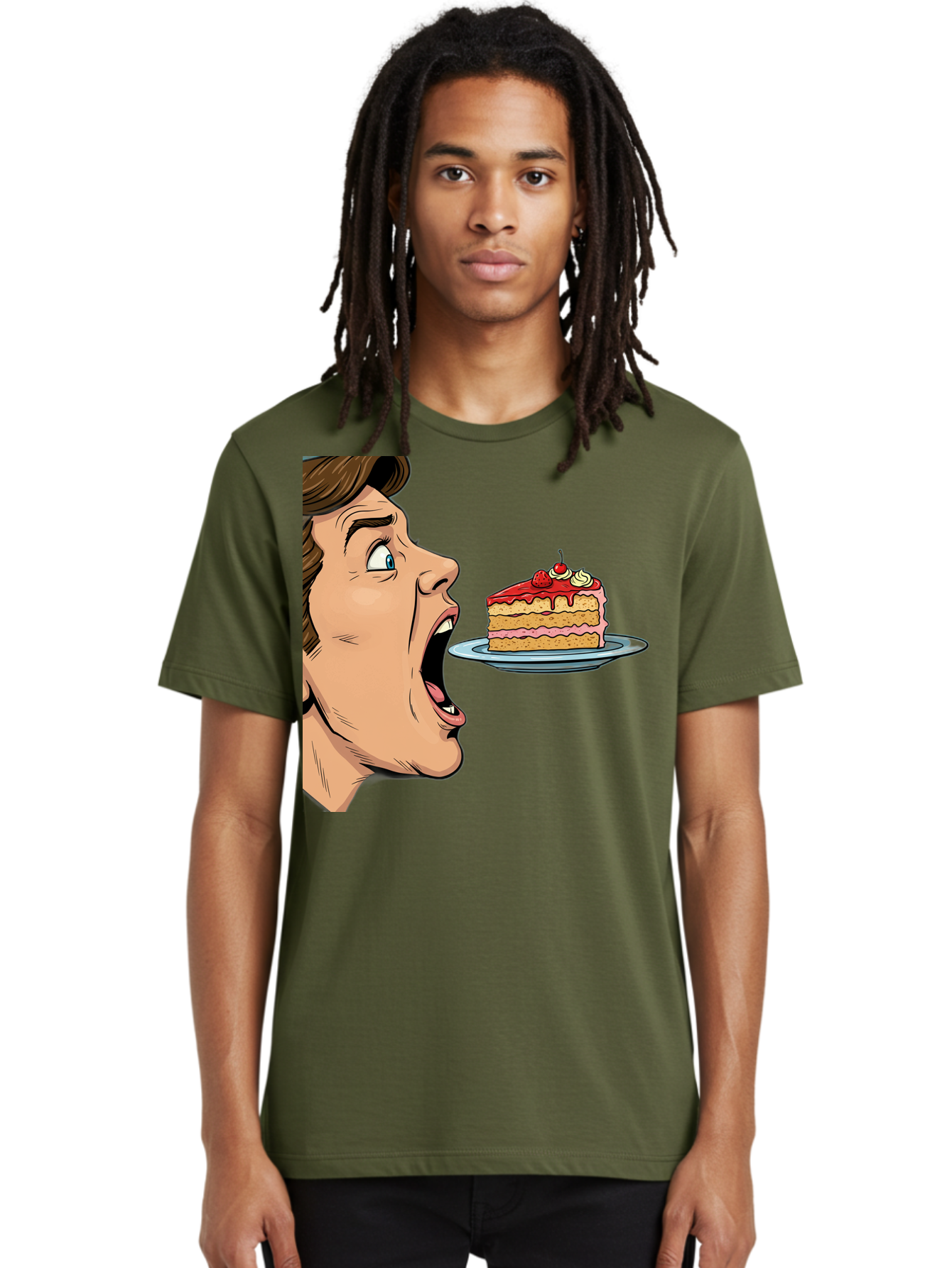 Man-Looking-At-Cake Men'S Graphic Tee, 100% Cotton, Comfortable Casual Summer Wear, Machine Washable, Vintage Camera, Old Camera, Antique Camera, Black Camera, Classic Photography, Photography Equipment, Nostalgic Device, Film Camera, Bam827