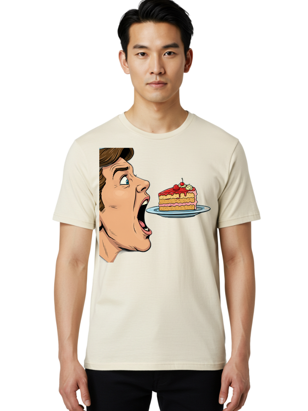 Man-Looking-At-Cake Men'S Graphic Tee, 100% Cotton, Comfortable Casual Summer Wear, Machine Washable, Vintage Camera, Old Camera, Antique Camera, Black Camera, Classic Photography, Photography Equipment, Nostalgic Device, Film Camera, Bam827