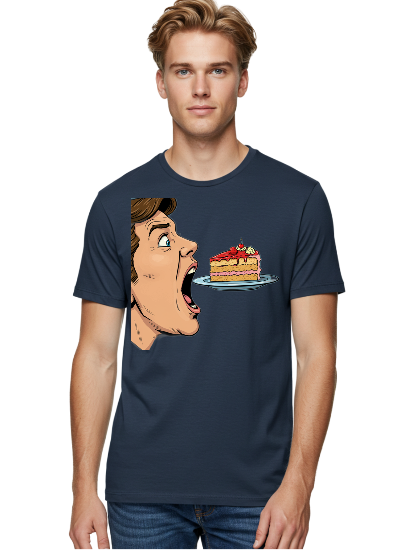 Man-Looking-At-Cake Men'S Graphic Tee, 100% Cotton, Comfortable Casual Summer Wear, Machine Washable, Vintage Camera, Old Camera, Antique Camera, Black Camera, Classic Photography, Photography Equipment, Nostalgic Device, Film Camera, Bam827